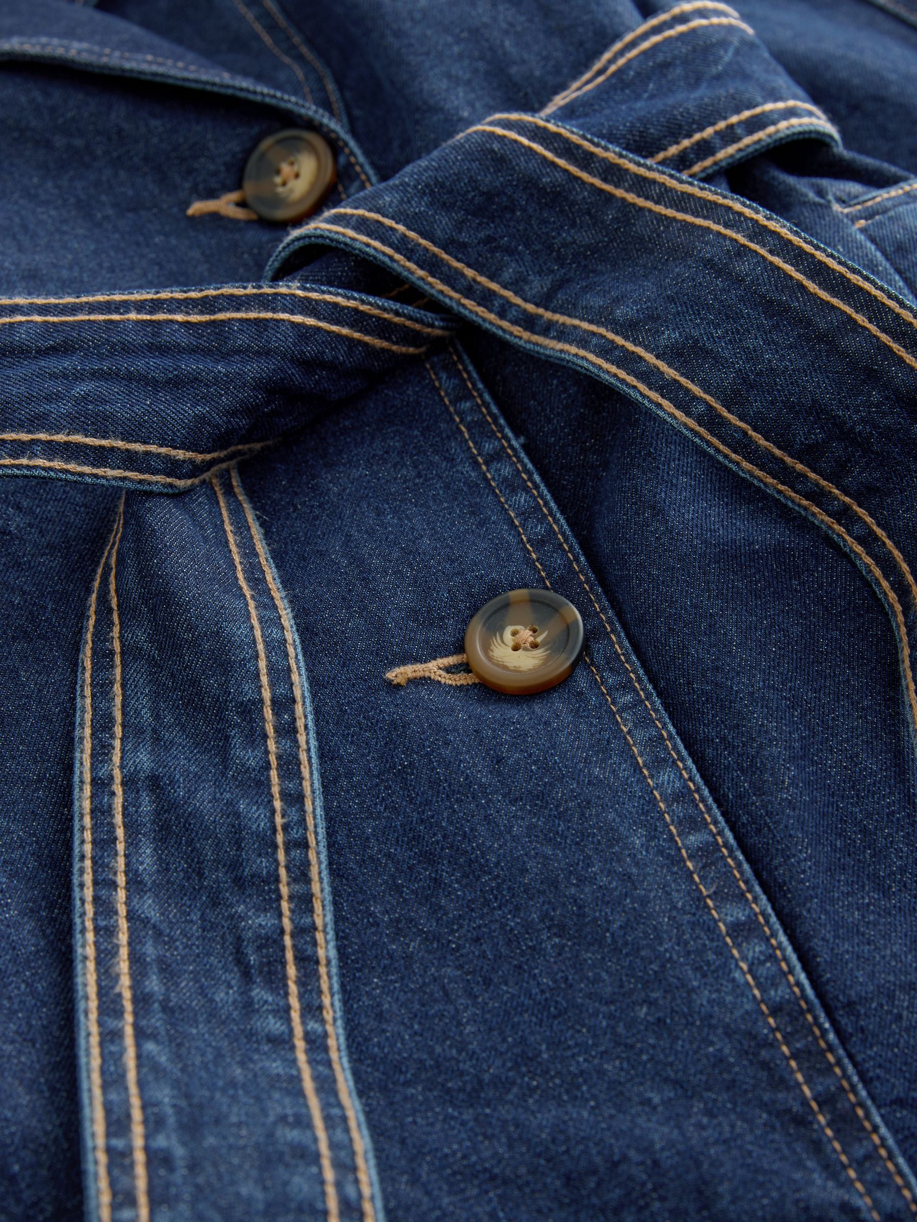 Women's Double Breasted 100% Cotton Denim Trench Coat