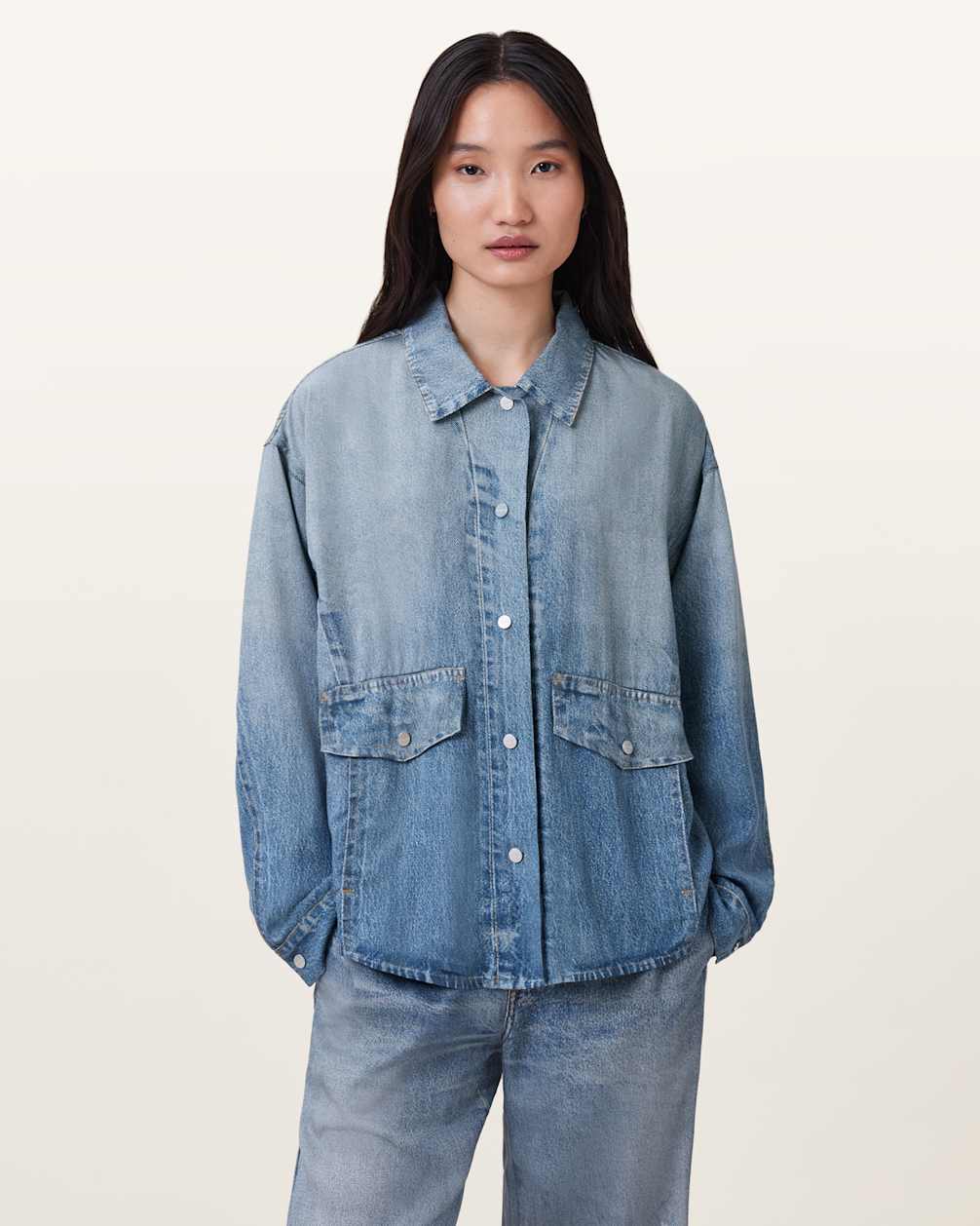 Women's Dropped Shoulders Oversized Denim Shirt