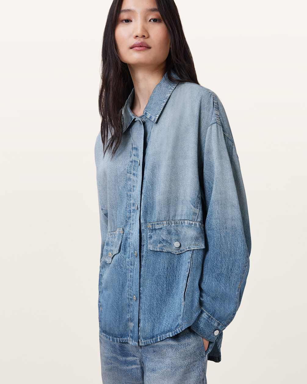 Women's Dropped Shoulders Oversized Denim Shirt
