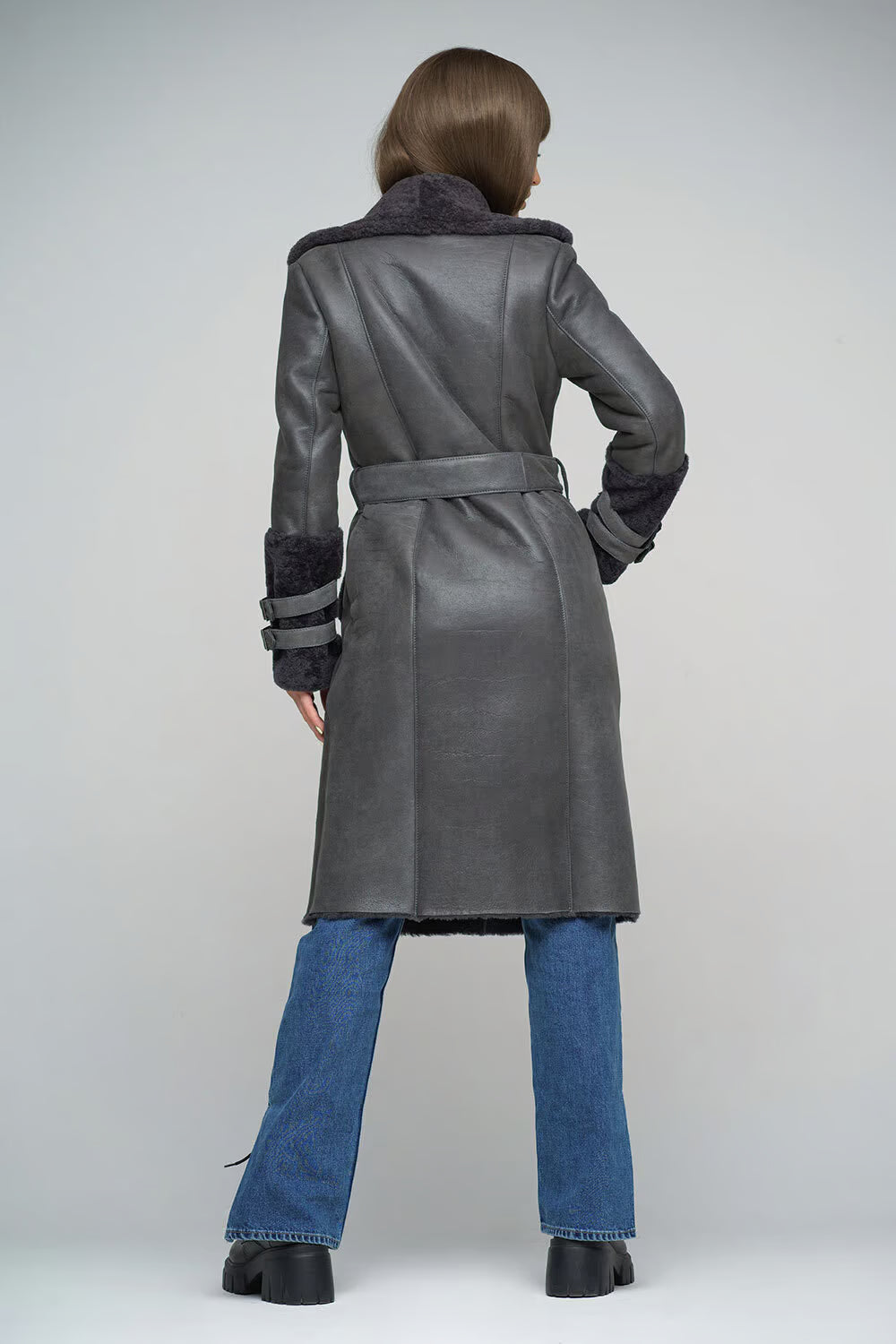 Women's Elegant Fox Fur & Shearling Leather Coat