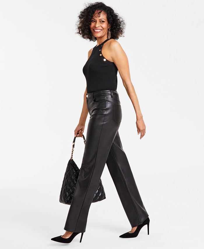 Women's Faux Leather Straight Leg Pants