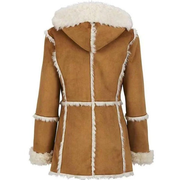 Women's Faux Fur & Shearling Suede Leather Coat