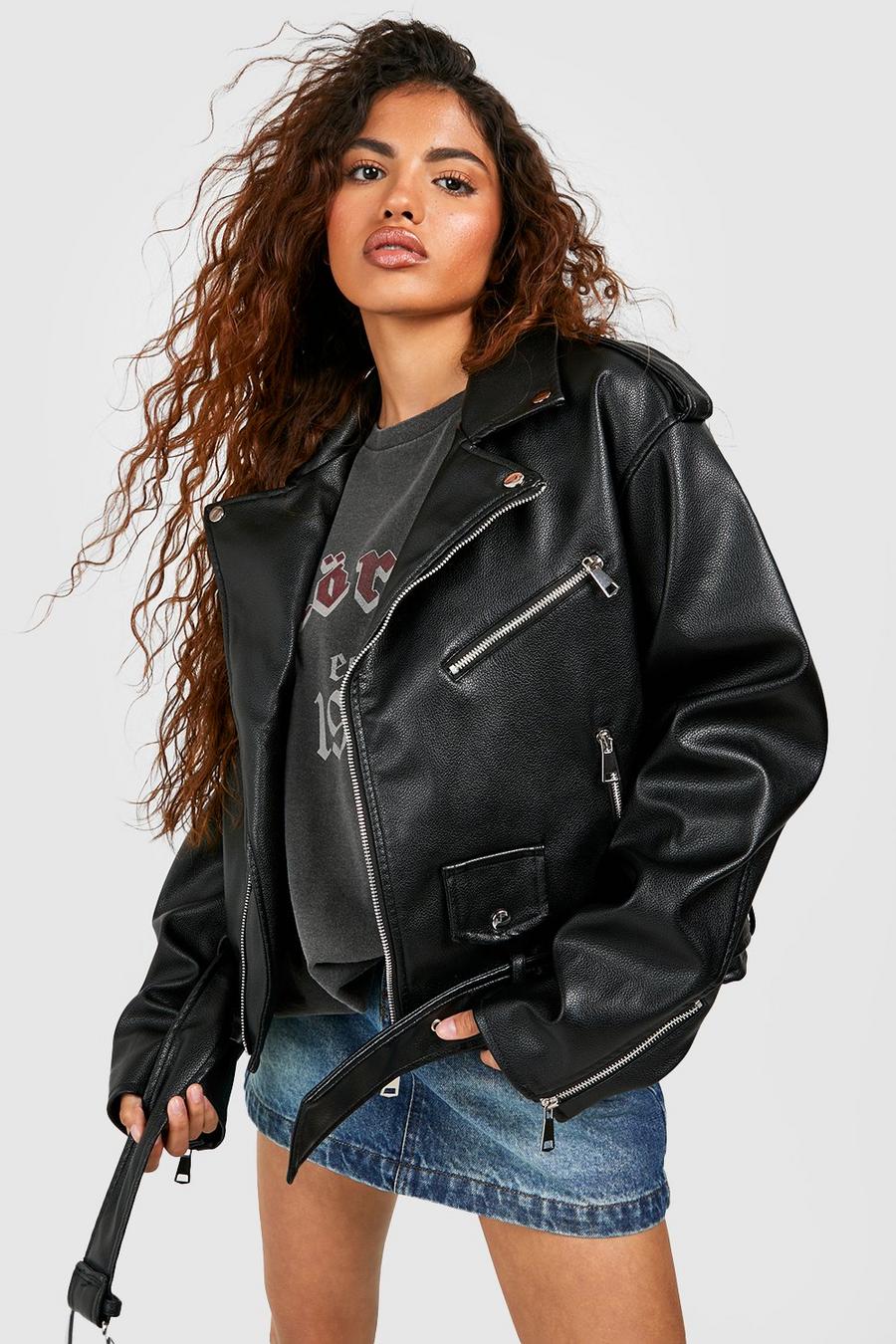 Women's Leather Oversized Biker Jacket