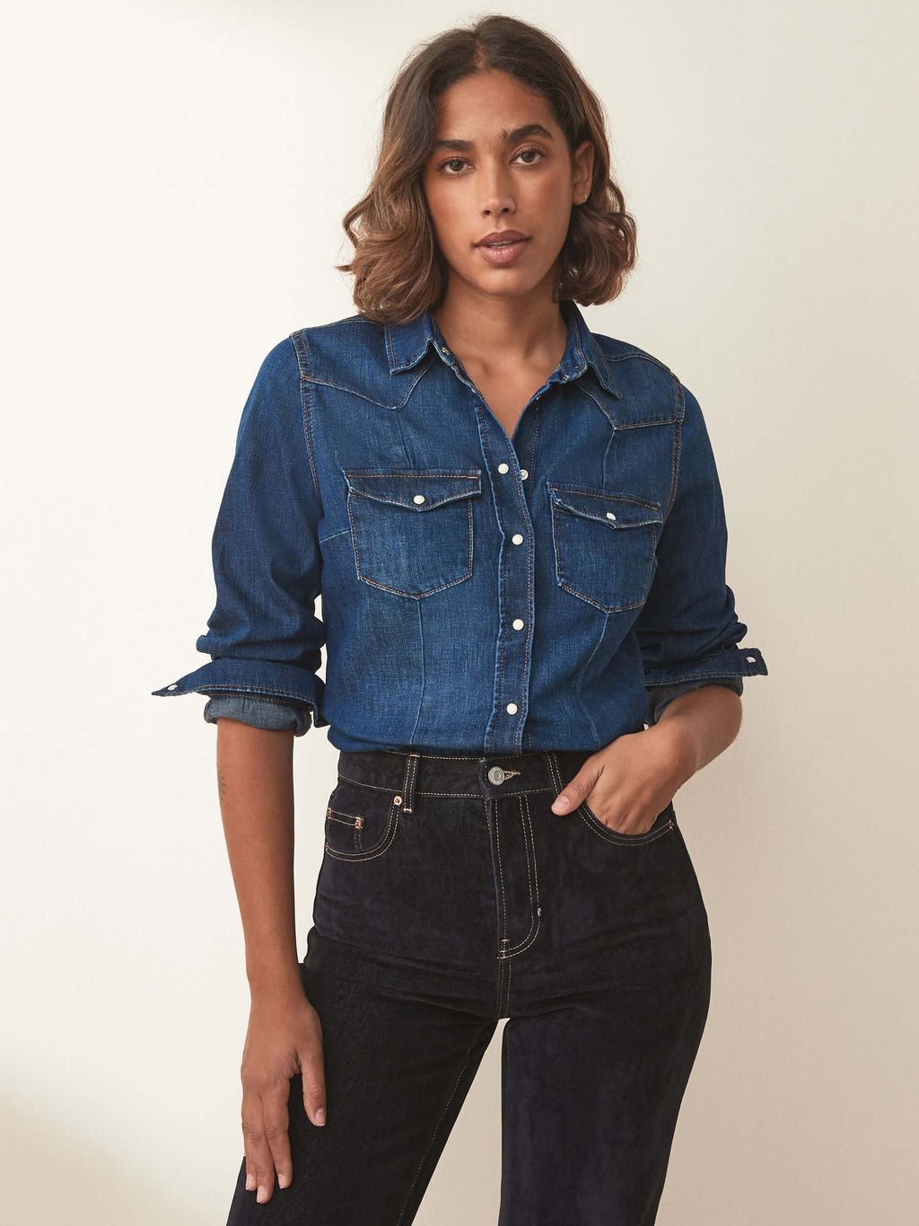 Women's Fuller Bust Cotton Rich Denim Shirt