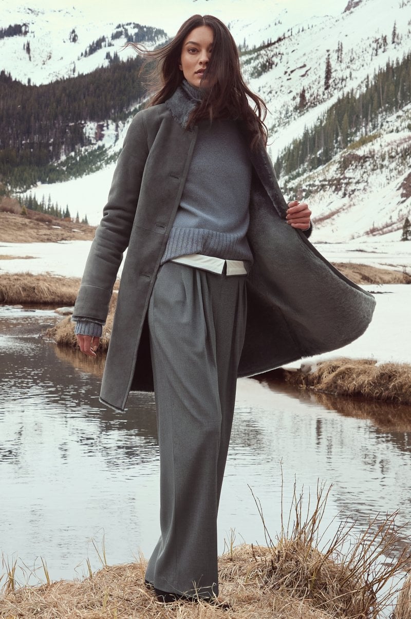 Women's Black Fur & Shearling Long Leather Coat