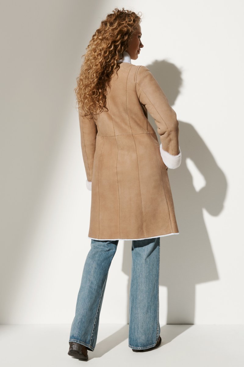 Women's Black Fur & Shearling Long Leather Coat