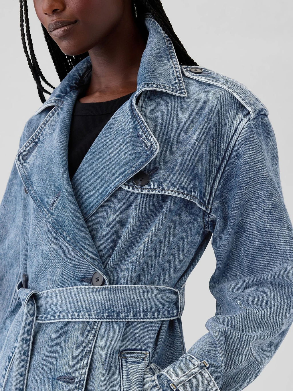 Women's Gap Blue Longline Denim Trench Coat
