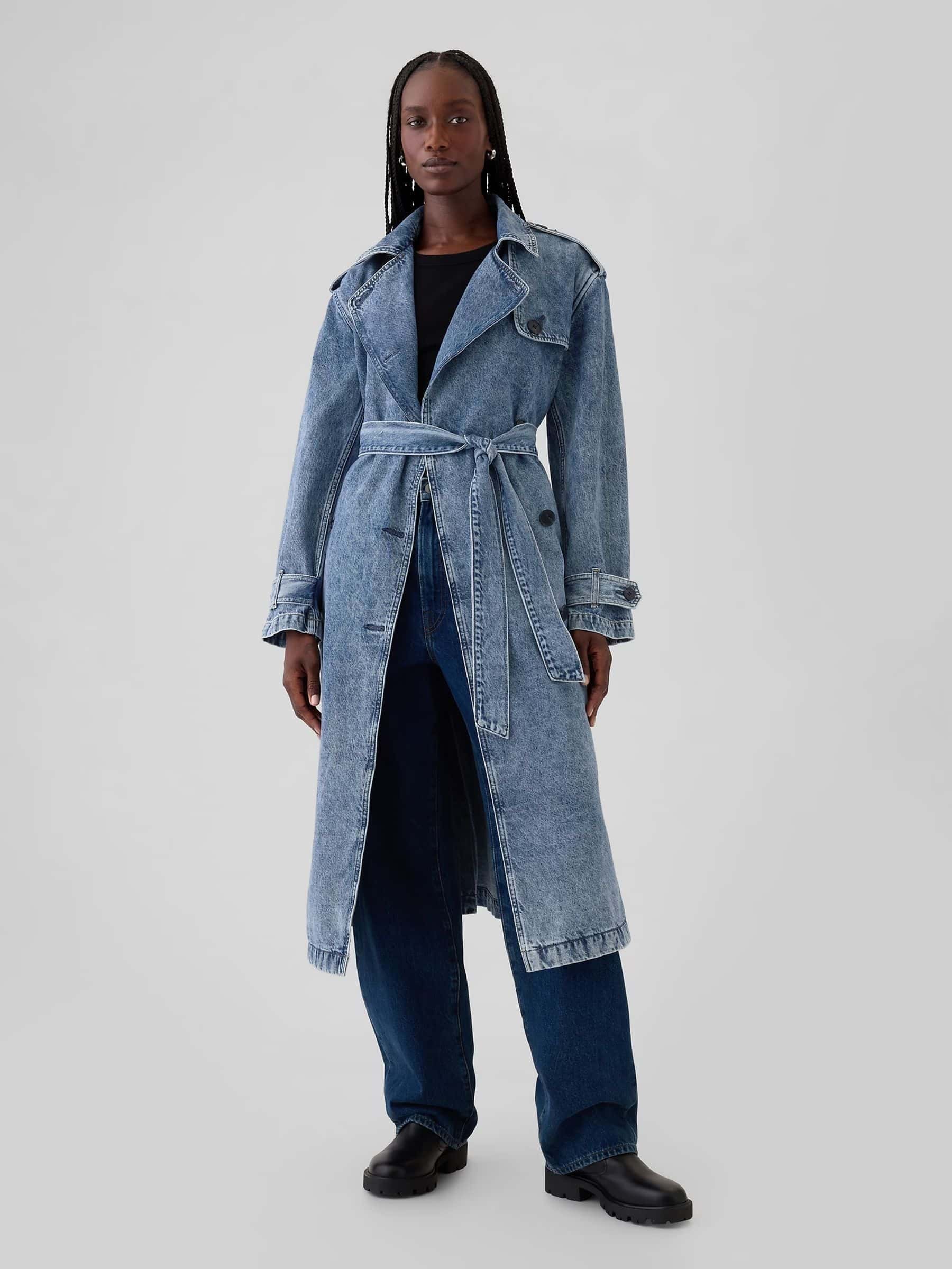 Women's Gap Blue Longline Denim Trench Coat