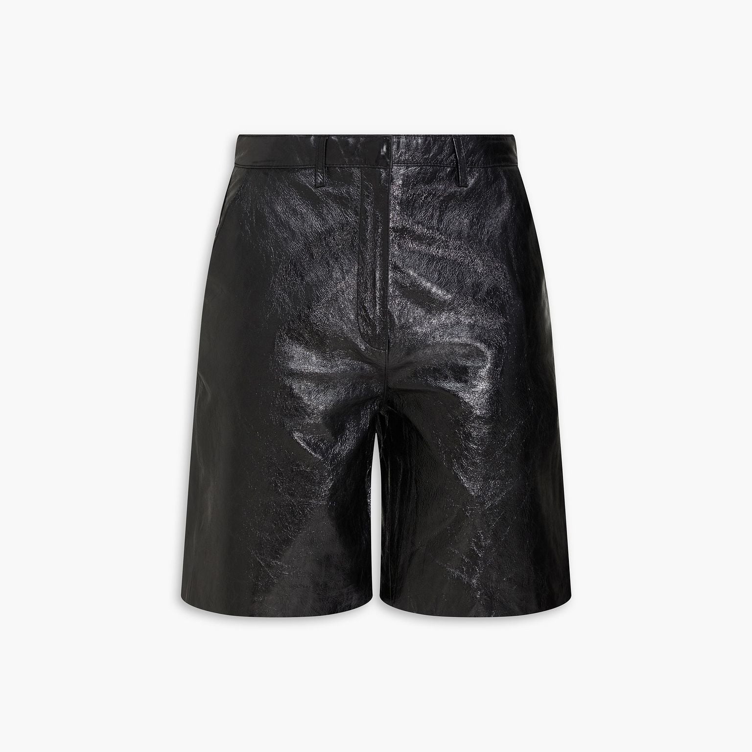 Women's Glossed Leather Black Shorts