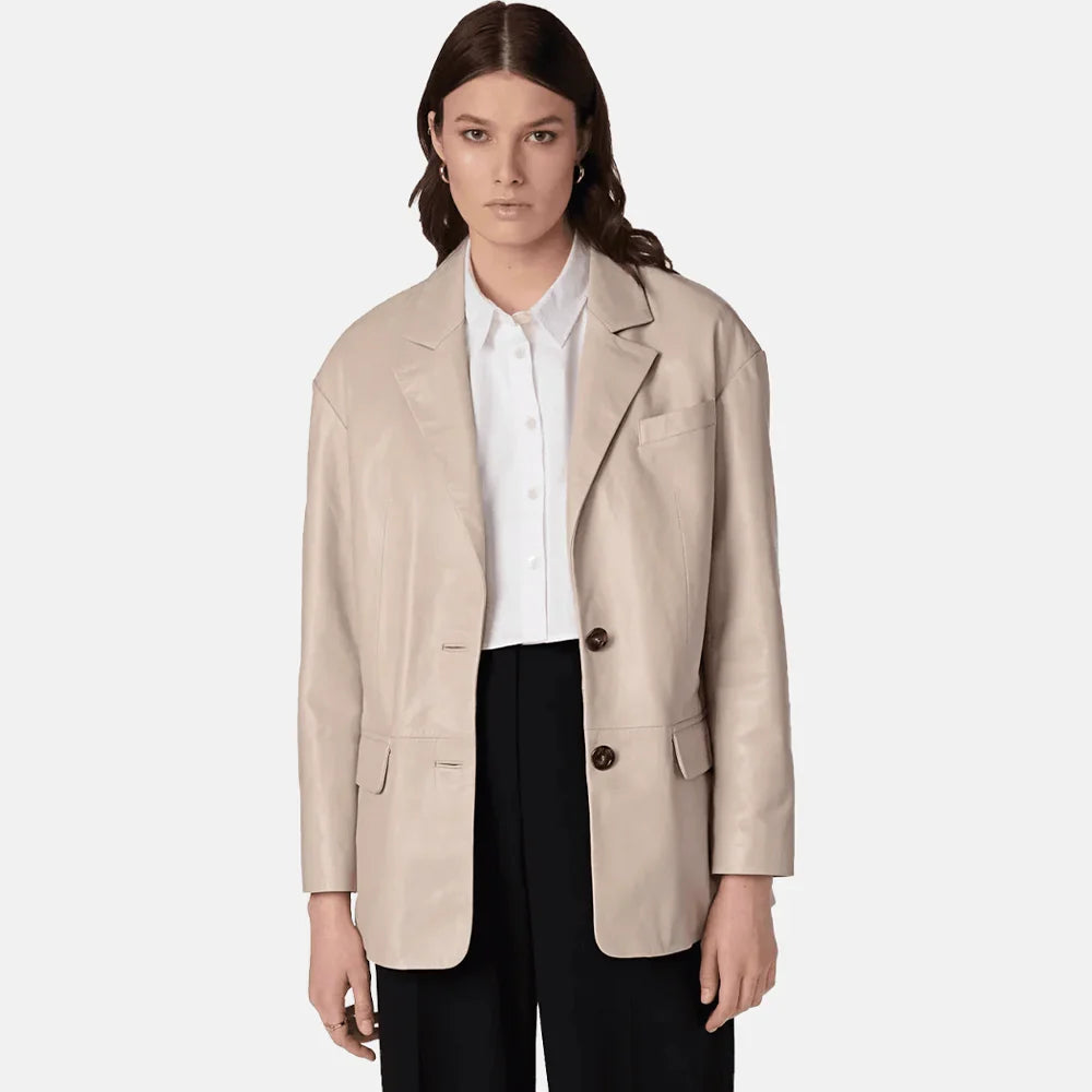 Women's Gothic Glam Genuine Leather Blazer