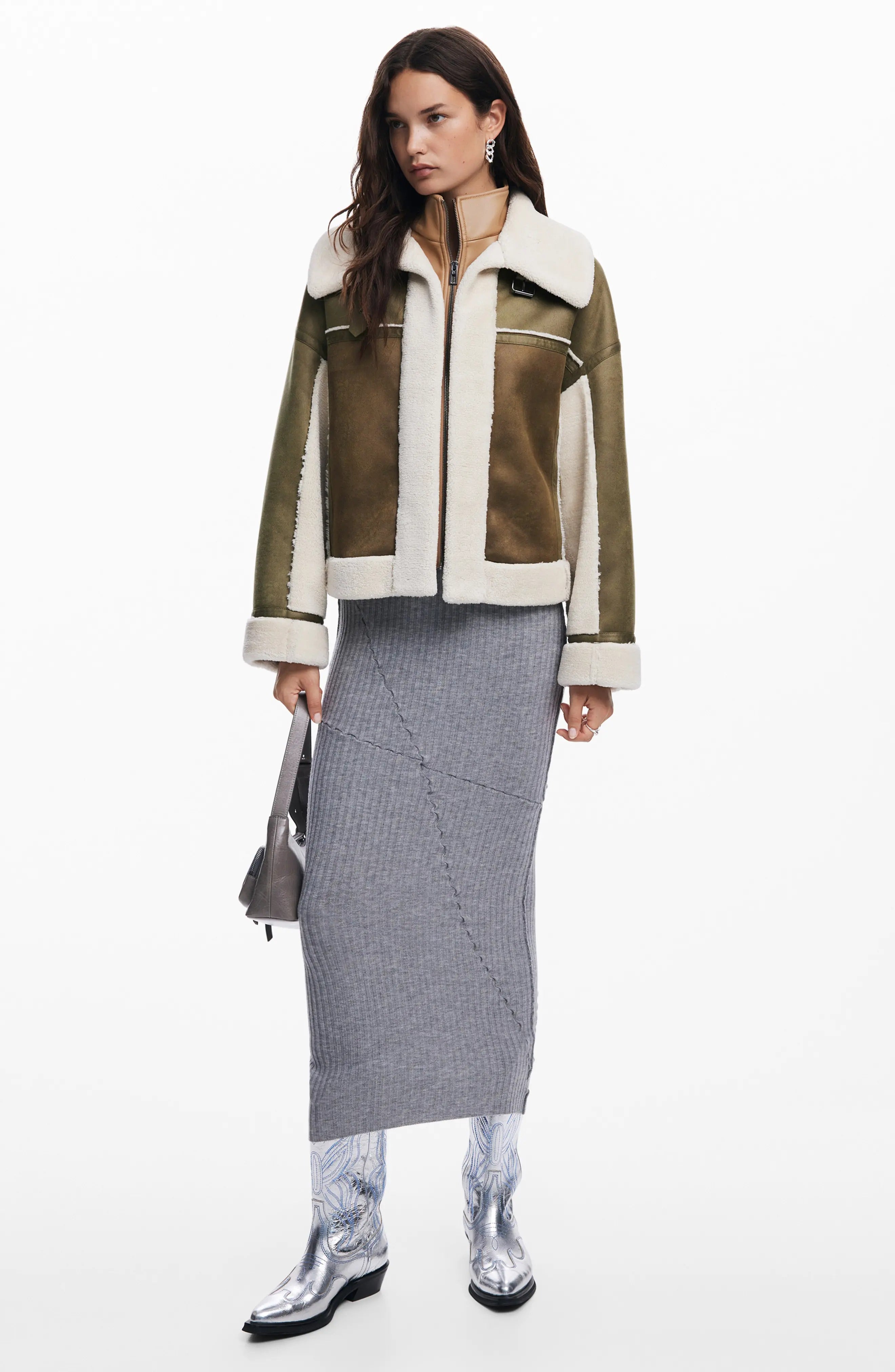 Damenjacke „Edimurgo“ aus Kunst-Lammfell in grün 