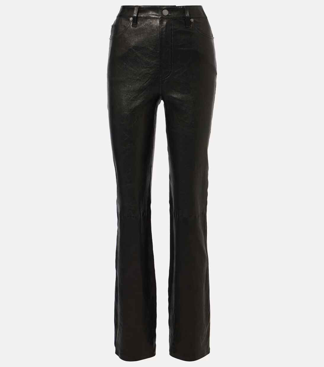 Women's High Straight Long leather Pants