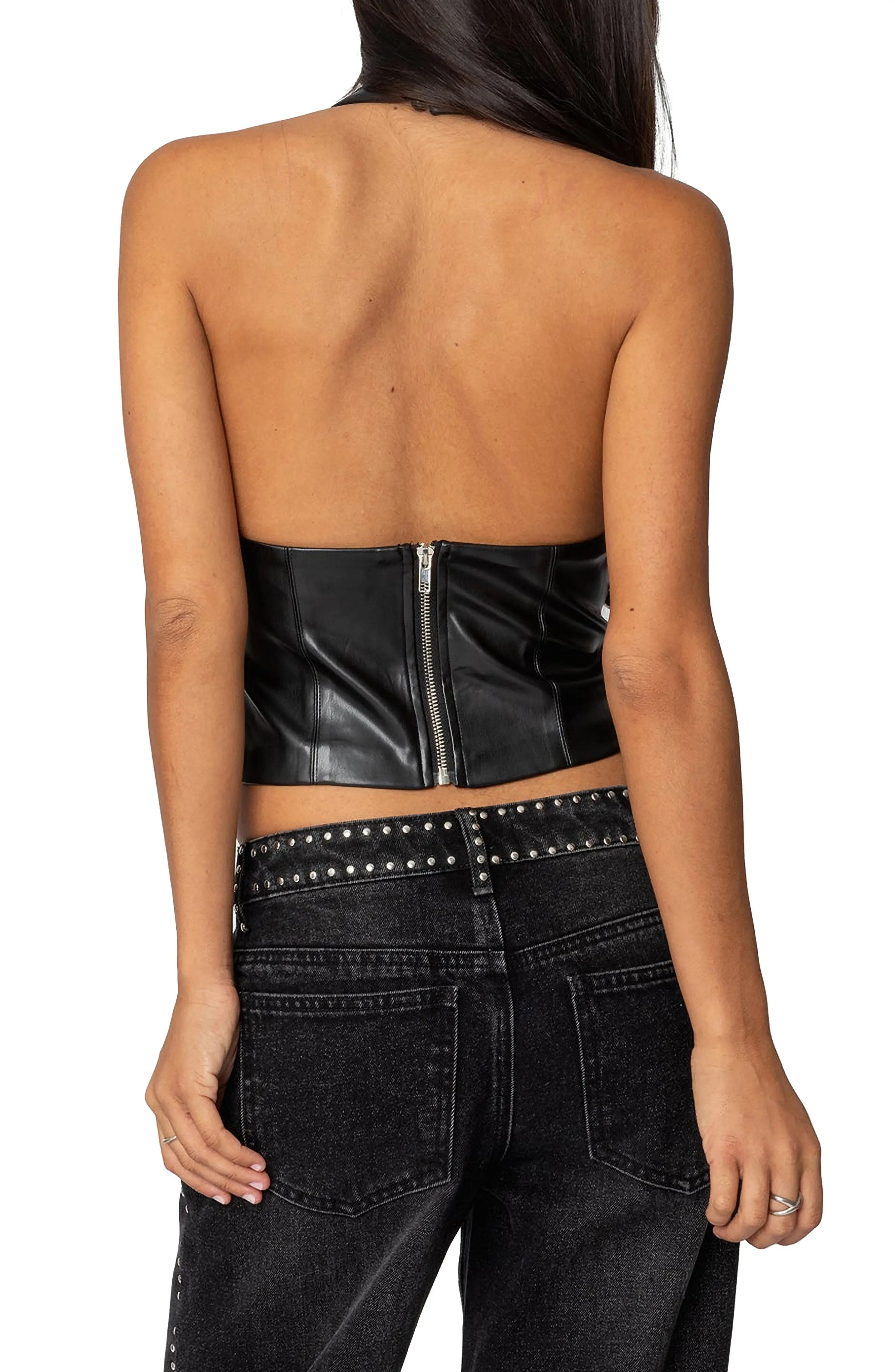 Women's Leather Halter Top