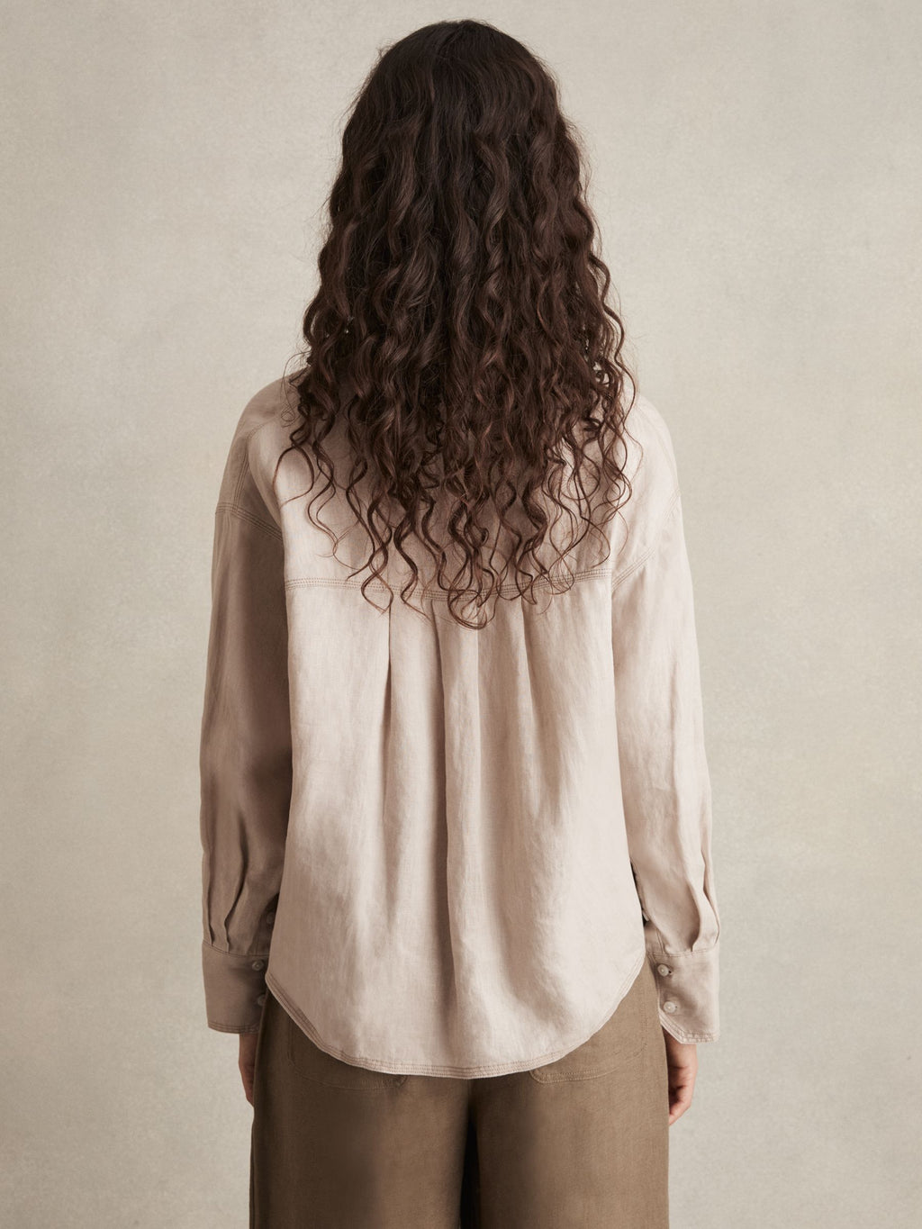 Women's Linen Drop Shoulder Shirt in Sage