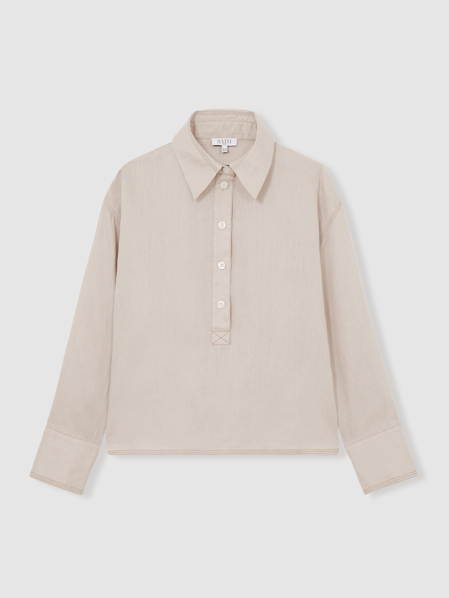 Women's Linen Drop Shoulder Shirt in Sage