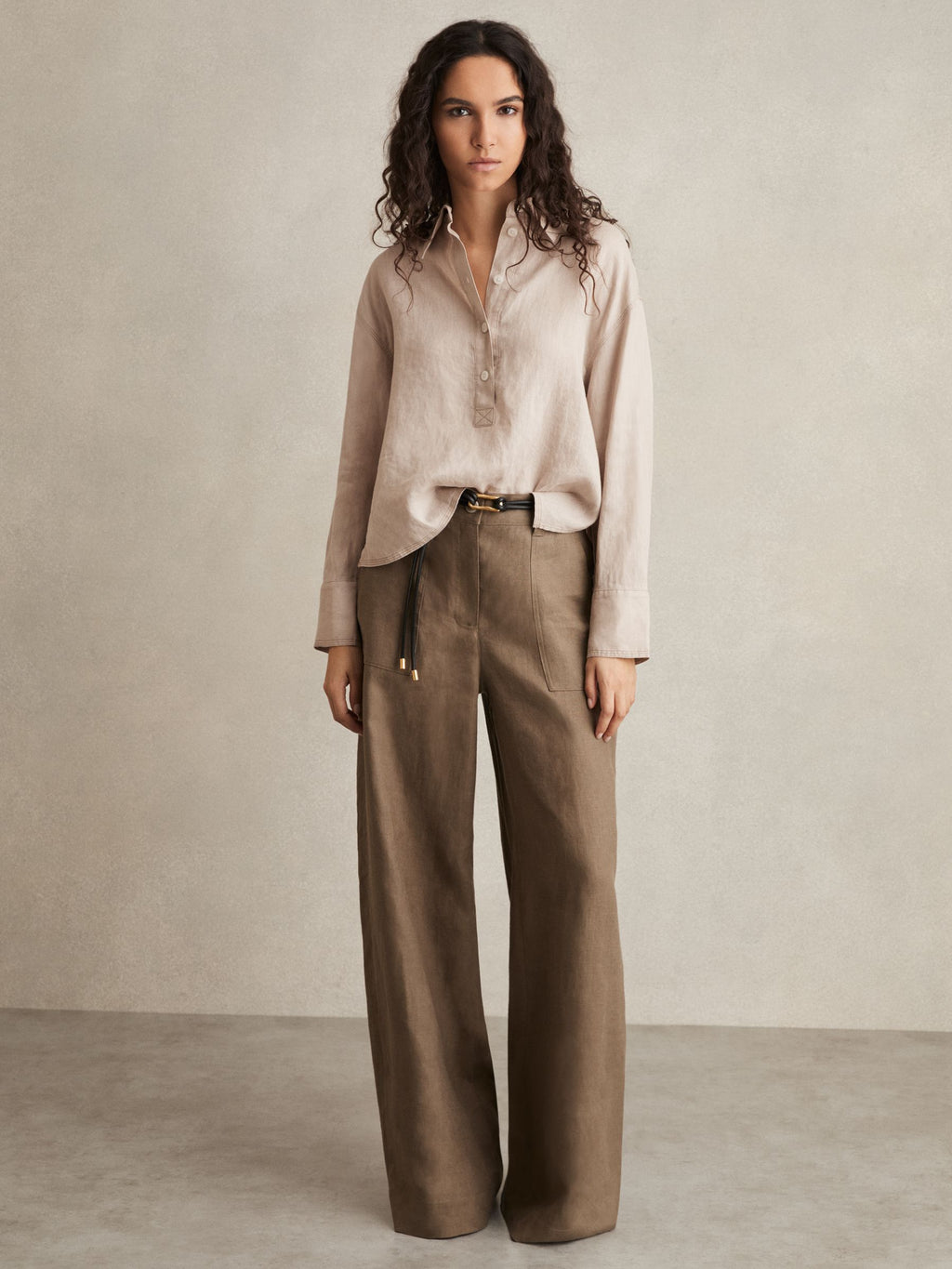 Women's Linen Drop Shoulder Shirt in Sage