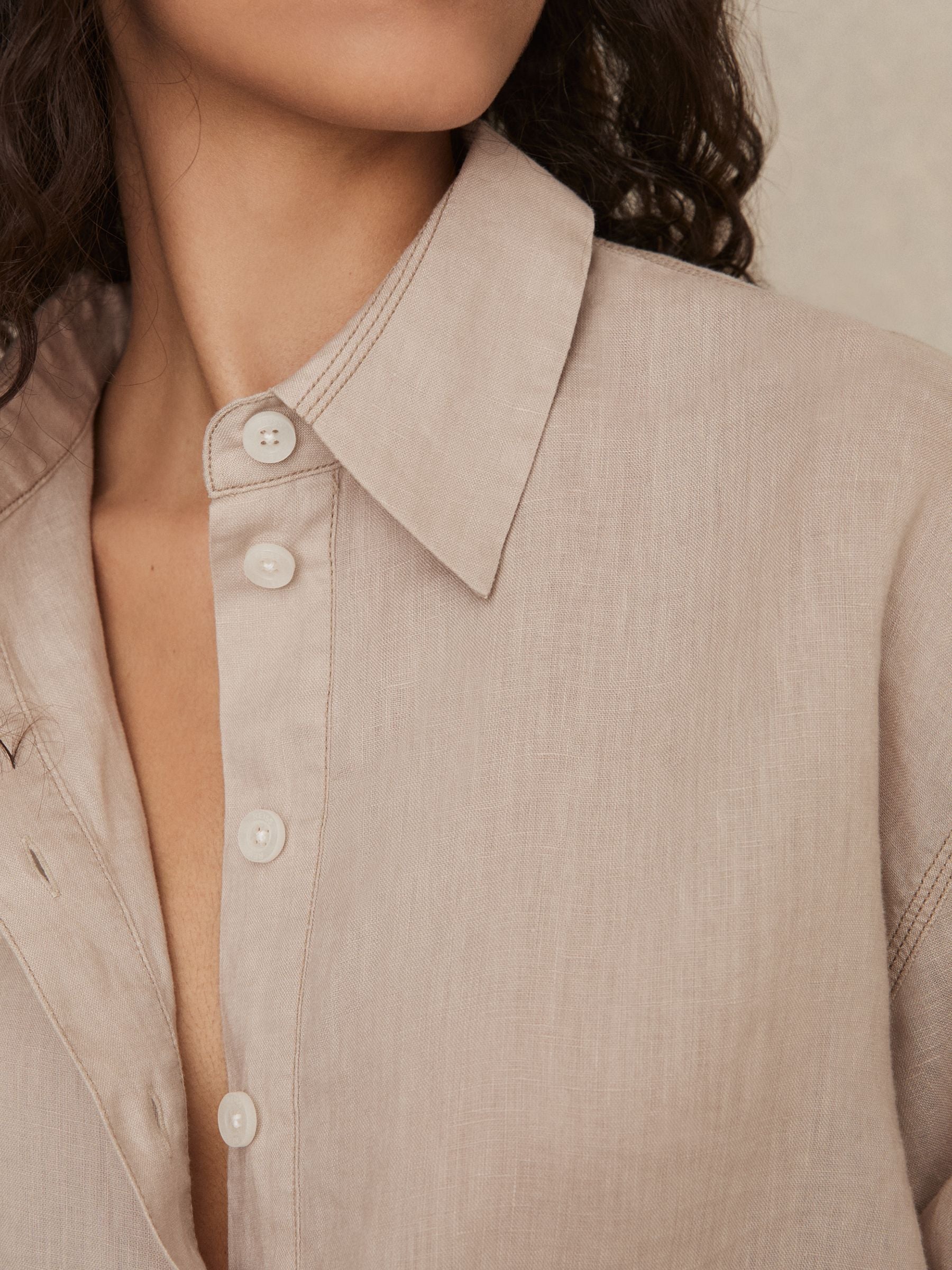 Women's Linen Drop Shoulder Shirt in Sage
