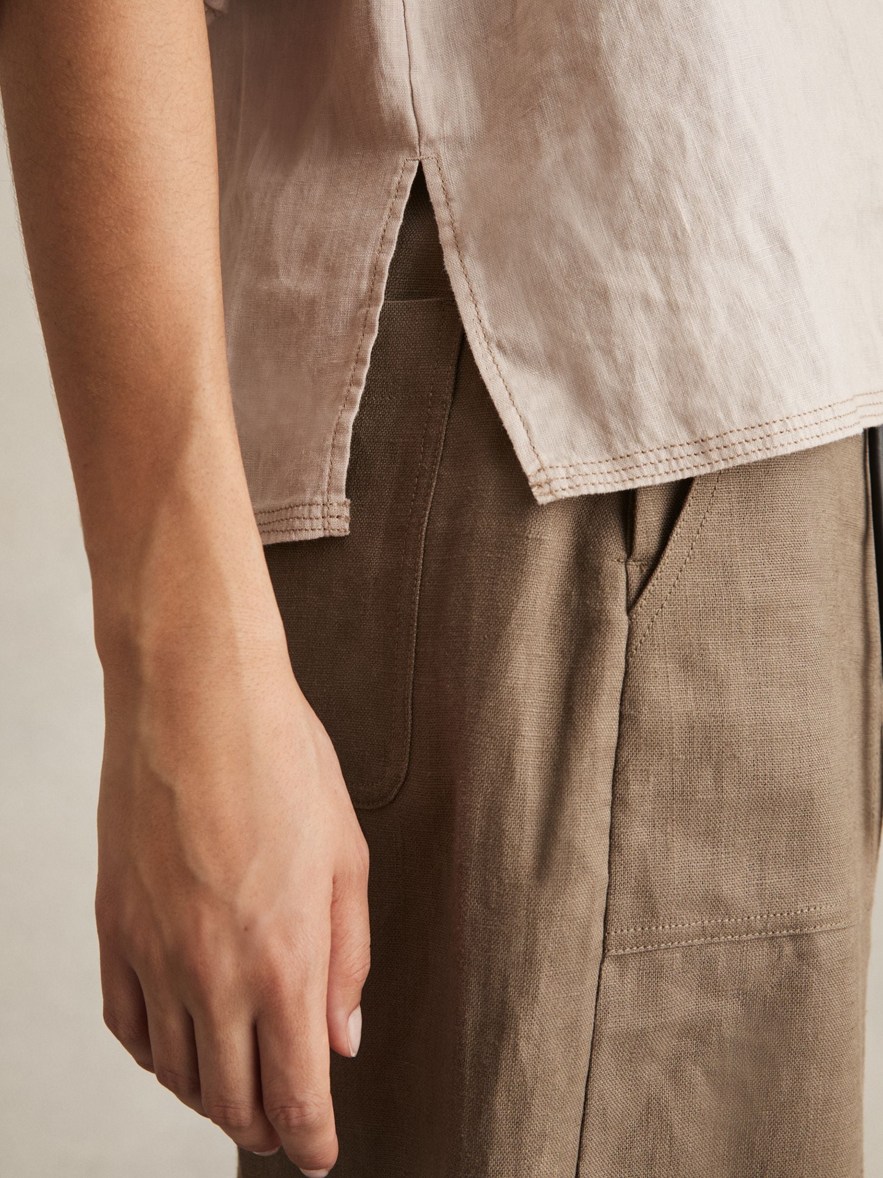 Women's Linen Drop Shoulder Shirt in Sage