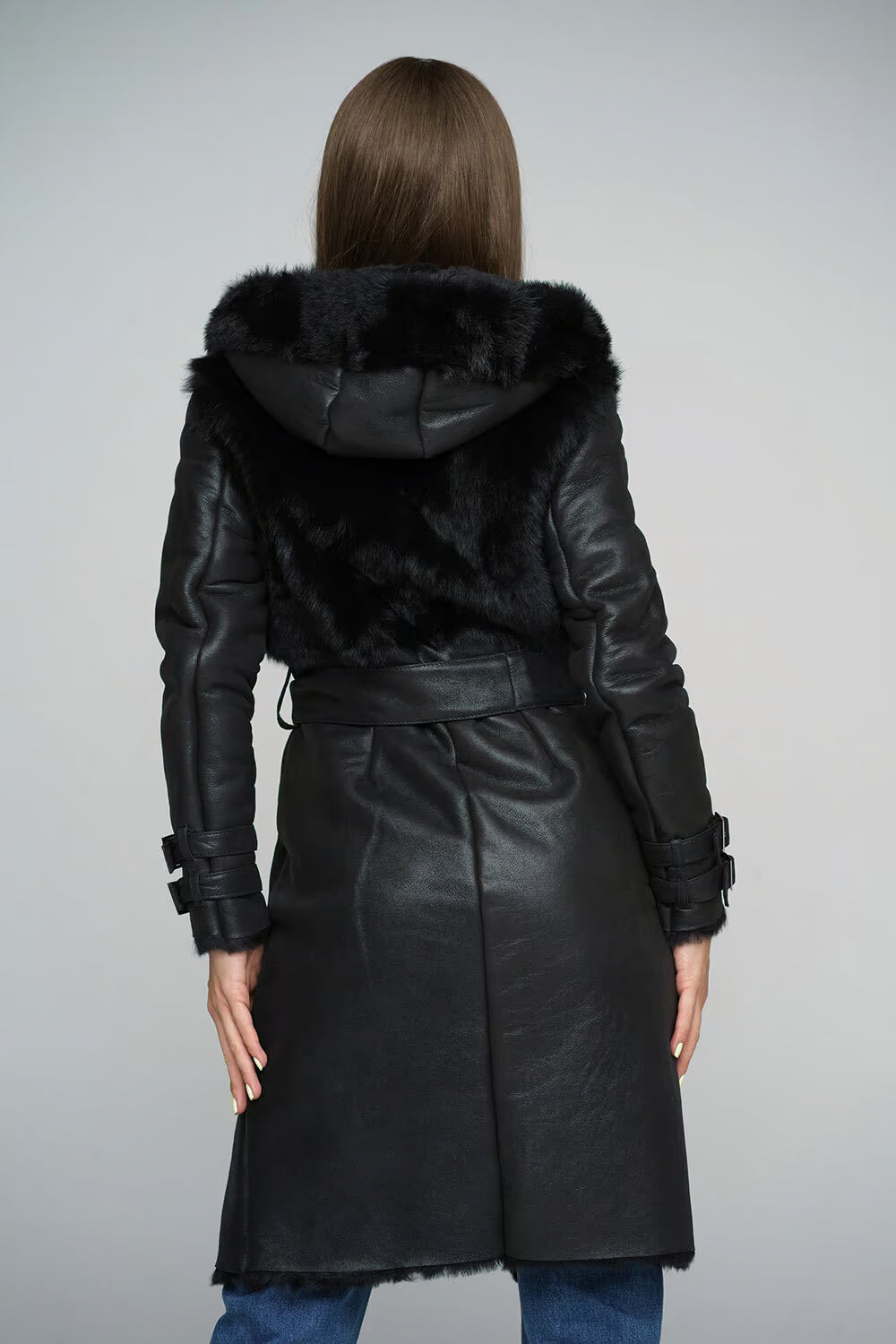 Women's Long Fox Fur & Shearling Leather Coat