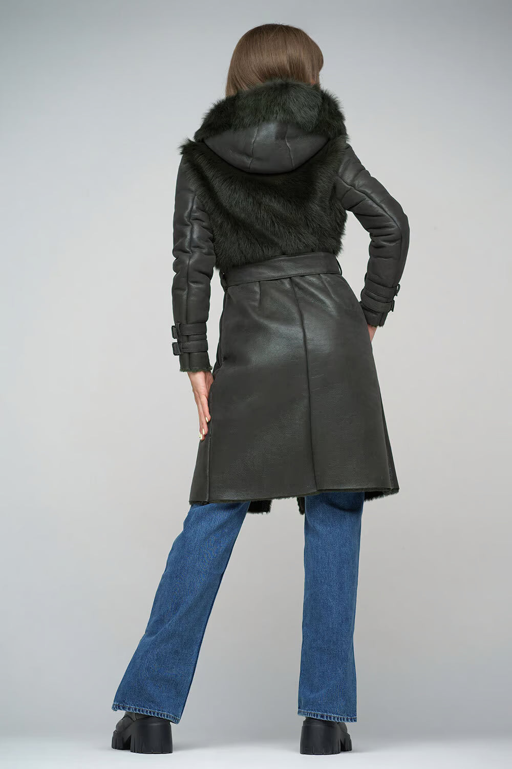 Women's Long Fox Fur & Shearling Leather Coat