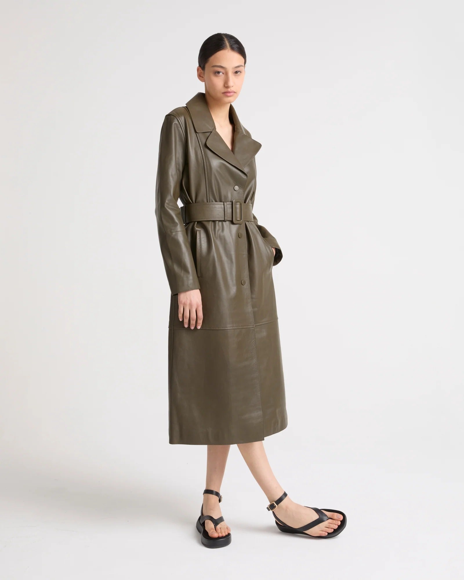 Women's Long lamb leather trench coat