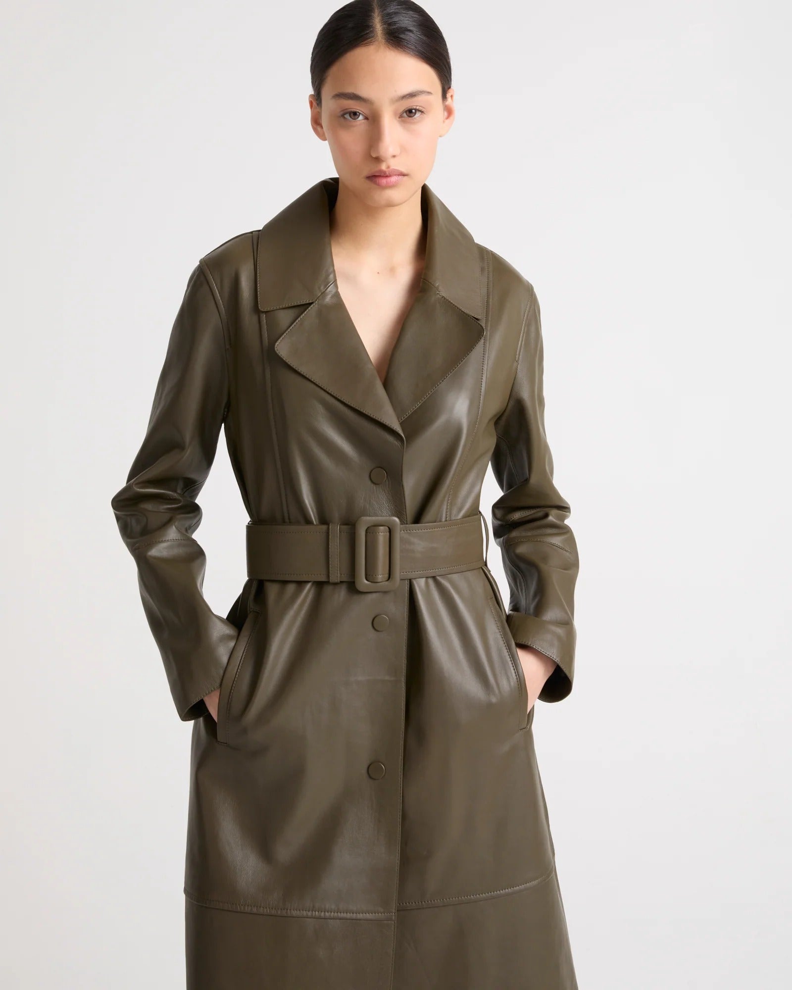 Women's Long lamb leather trench coat