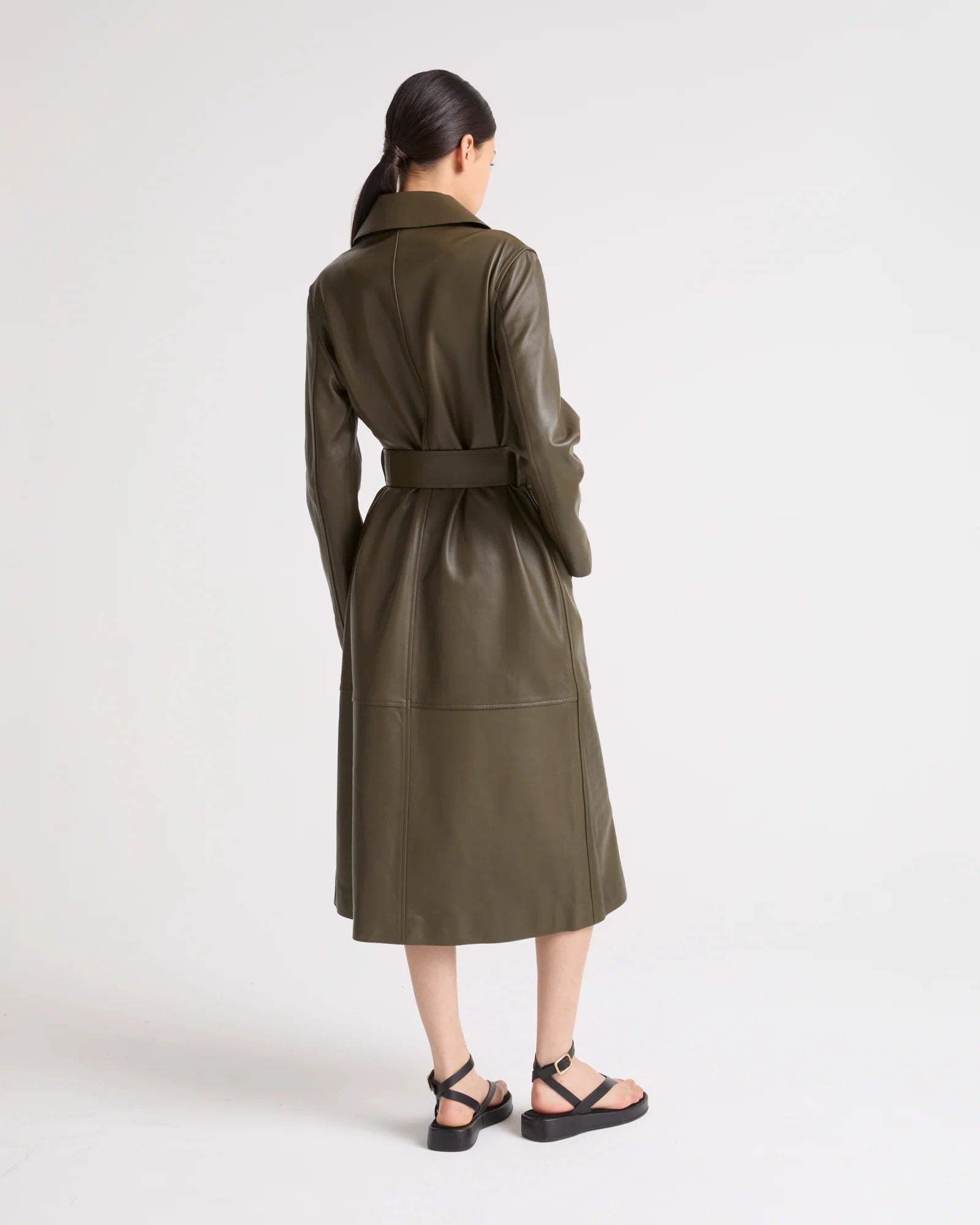 Women's Long lamb leather trench coat