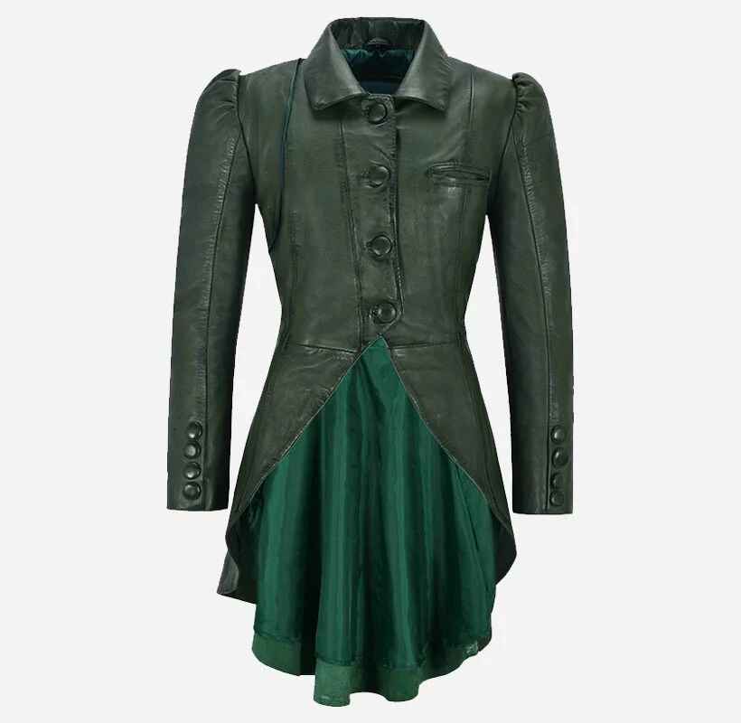 Women's MYSTIC Gothic Dovetail Leather Short Trench Coat