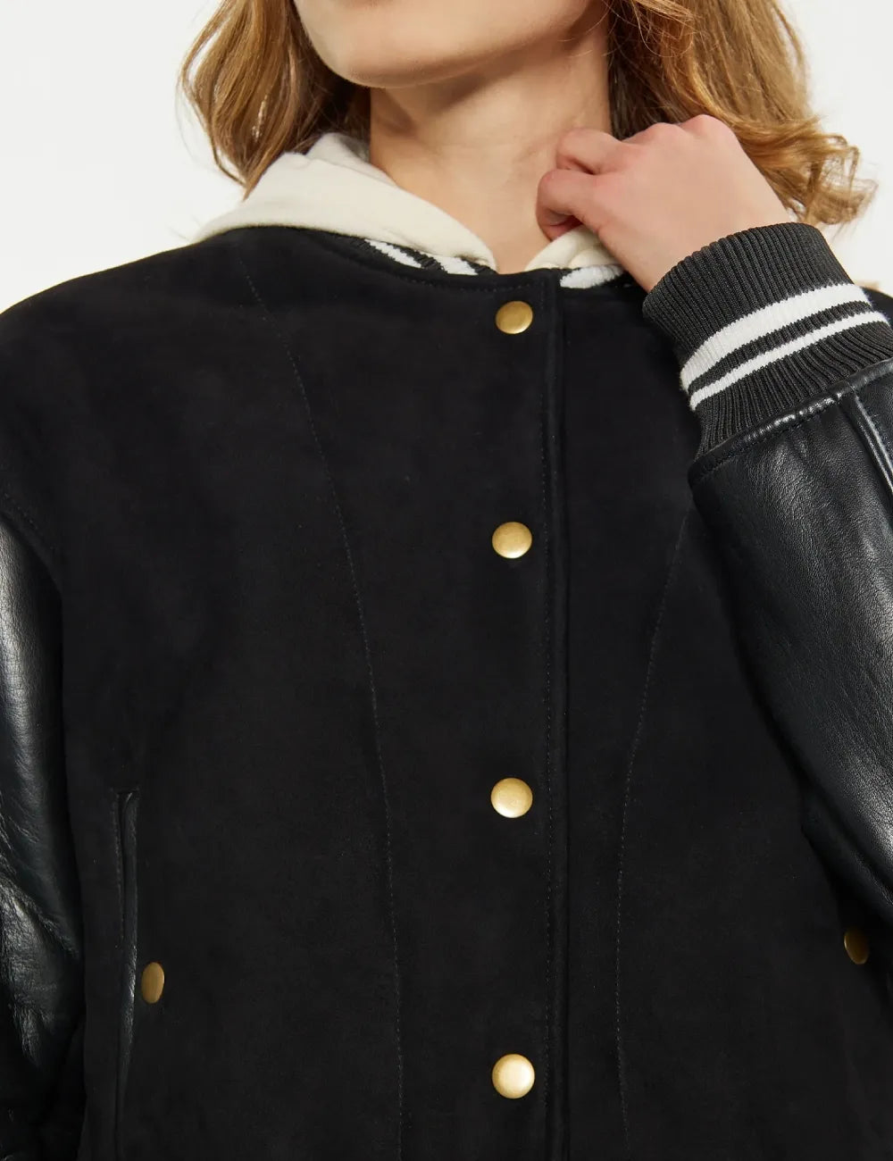 Noir Elegance Aviator Bomber Lederjacke für Damen