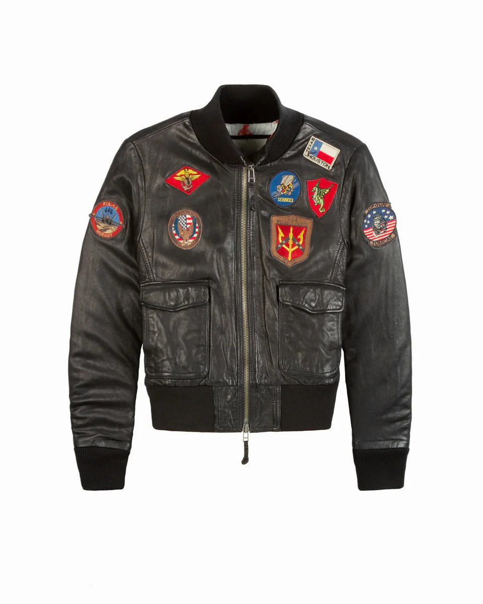 Women's OFFICIAL MISS TOP GUN Aviator Bomber Leather Jacket
