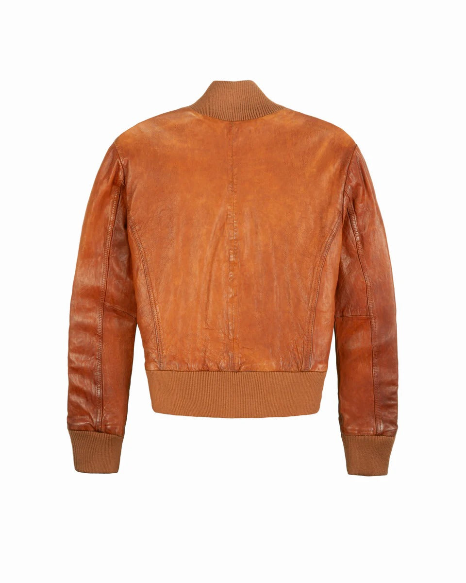 Women's OFFICIAL MISS TOP GUN Aviator Bomber Leather Jacket