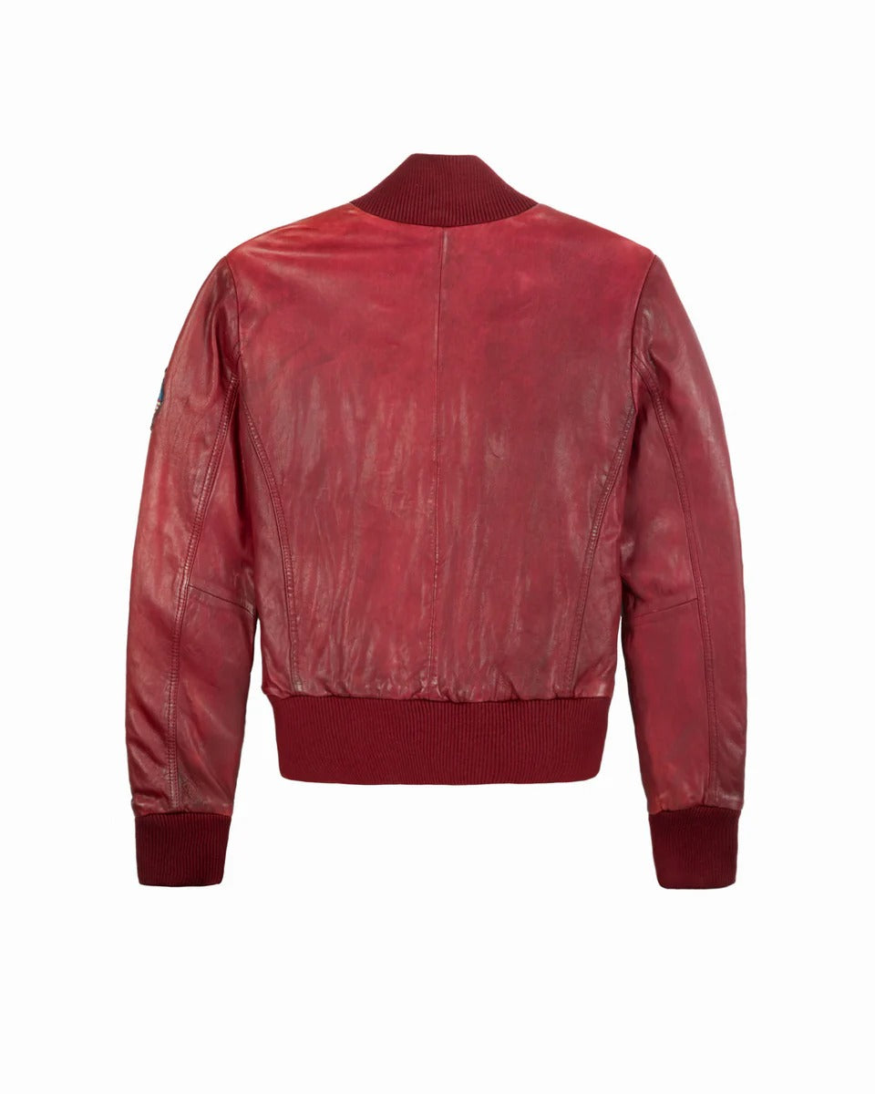 Women's OFFICIAL MISS TOP GUN Aviator Bomber Leather Jacket