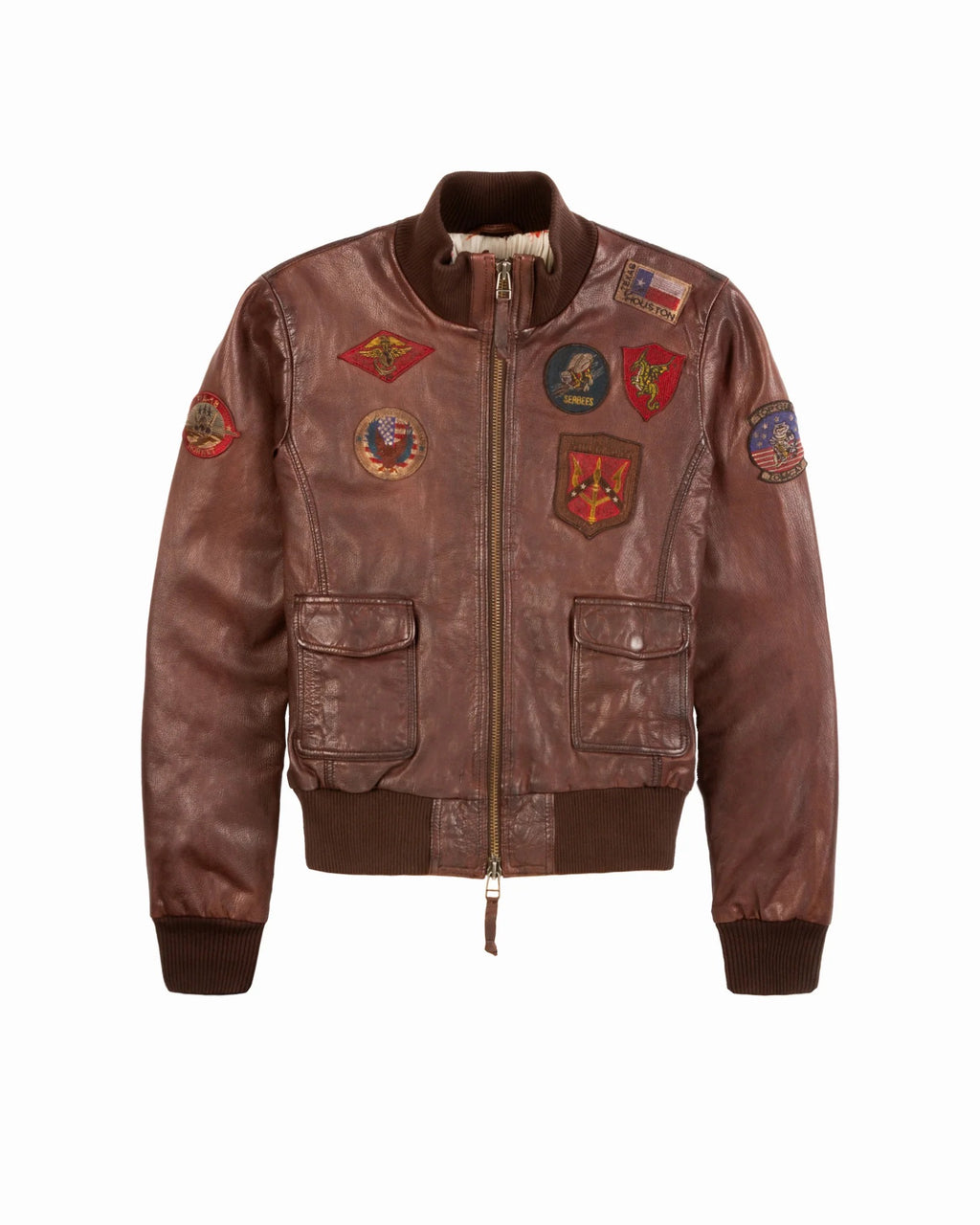 Women's OFFICIAL MISS TOP GUN Aviator Bomber Leather Jacket