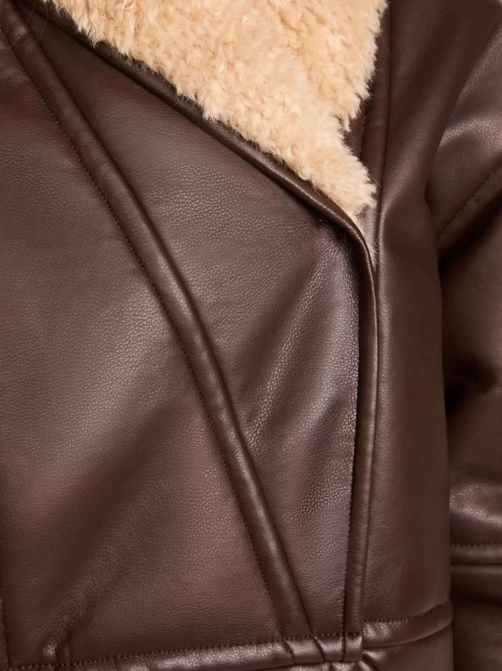 Women’s Plain Brown Sheepskin Shearling Leather Coat