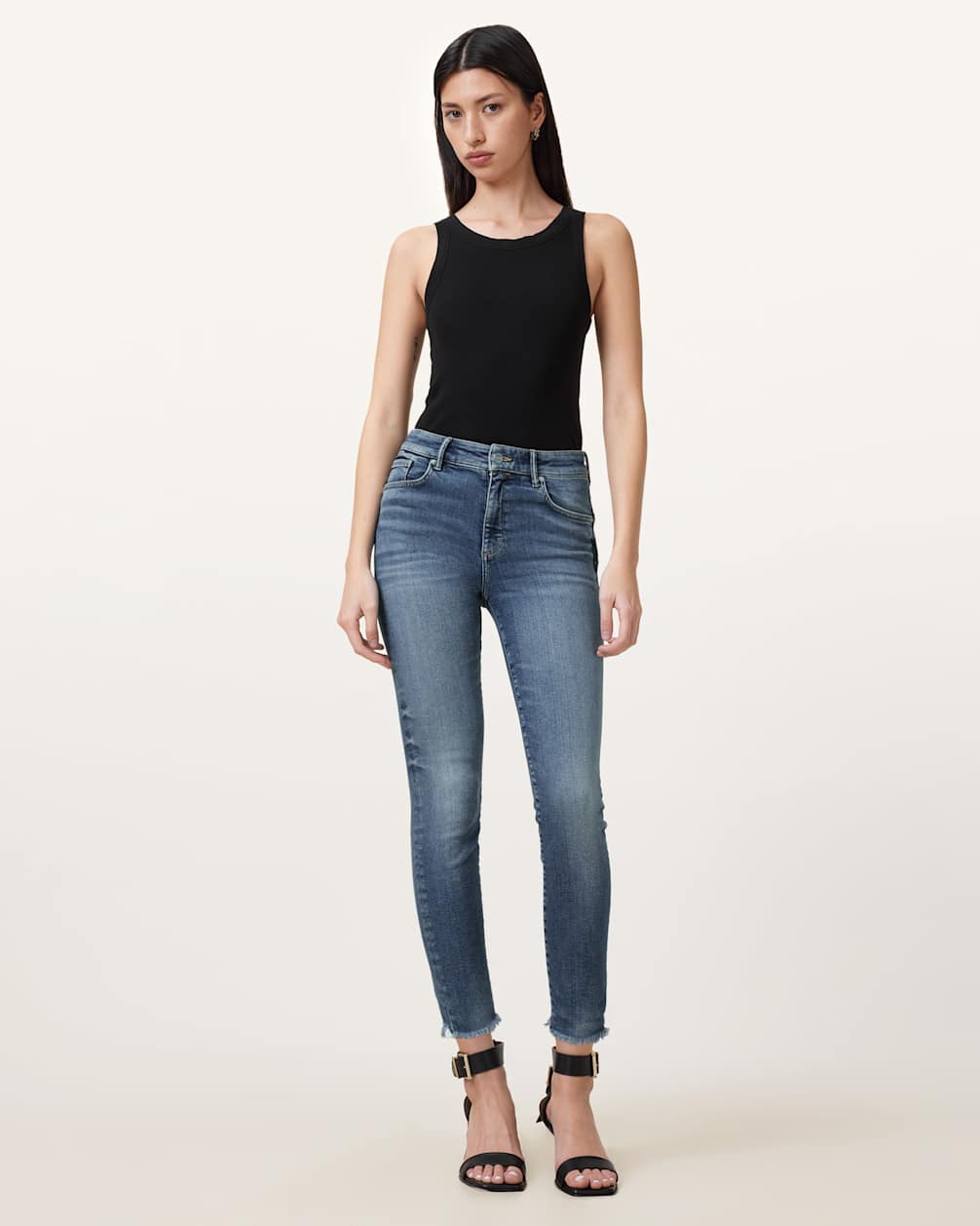 Women's Raw Hems Skinny Fit Denim Jeans