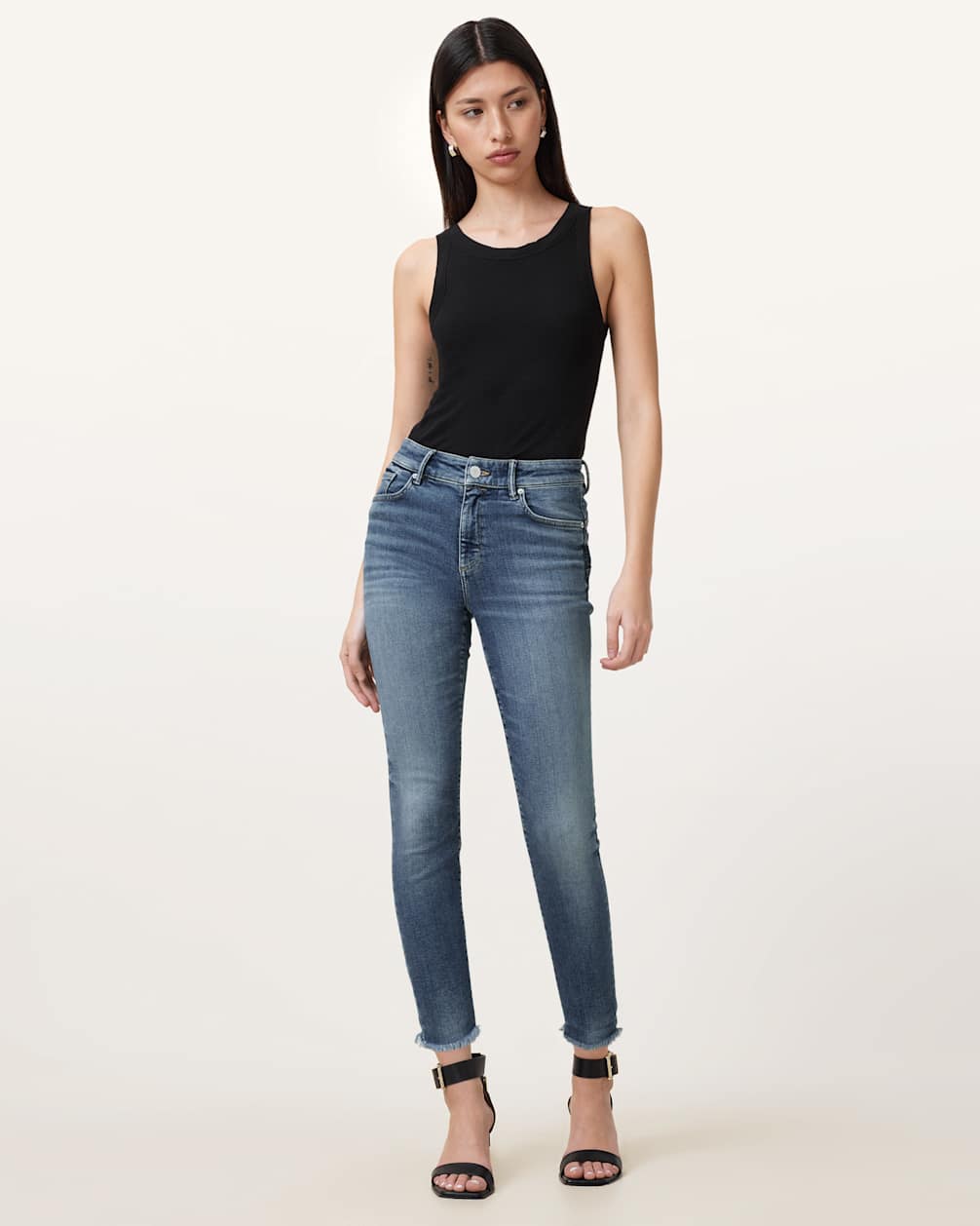 Women's Raw Hems Skinny Fit Denim Jeans