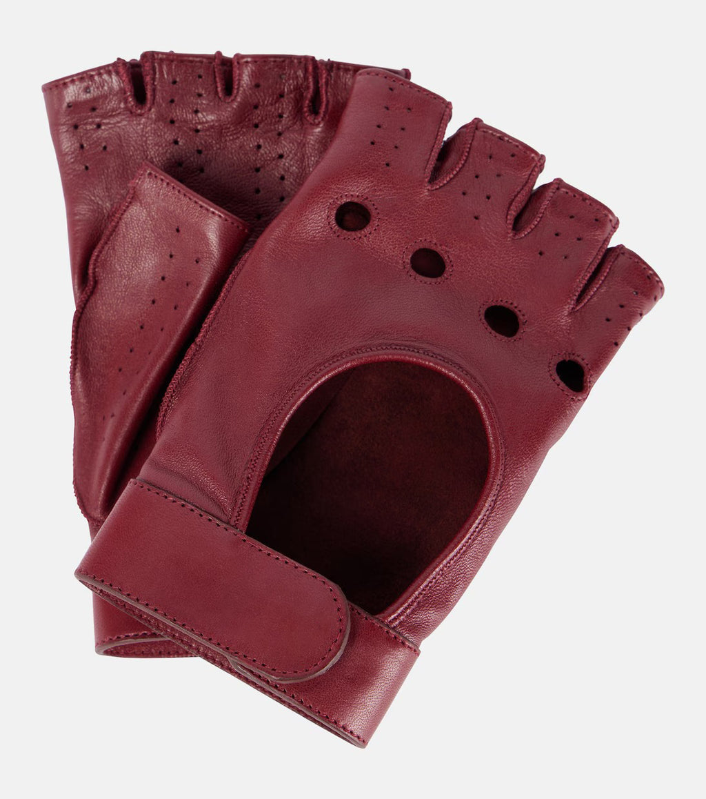 Women's Red Double G Leather Riding Gloves