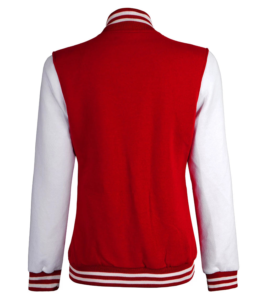 Rot-weiße Collegejacke für Damen – High School Letterman 