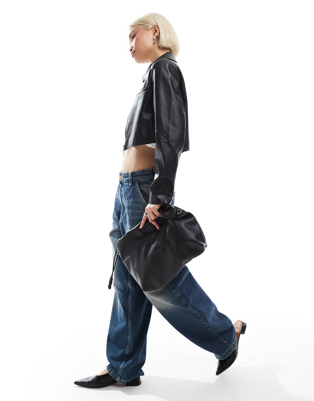 Chaqueta de piel sintética de corte regular para mujer