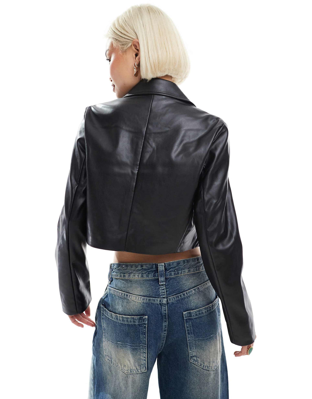 Chaqueta de piel sintética de corte regular para mujer