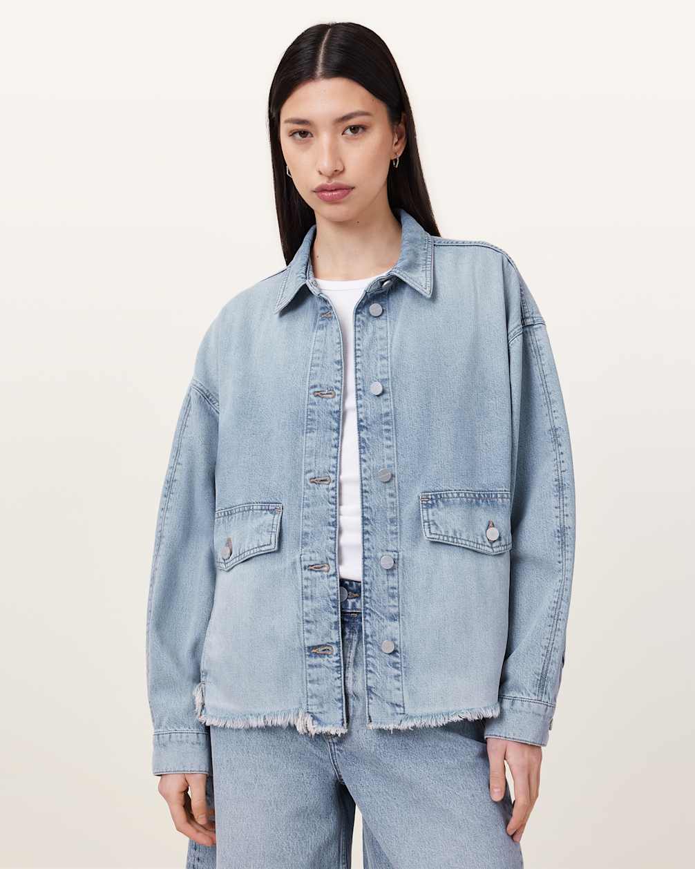 Women's Shacket Style Oversized Denim Shirt