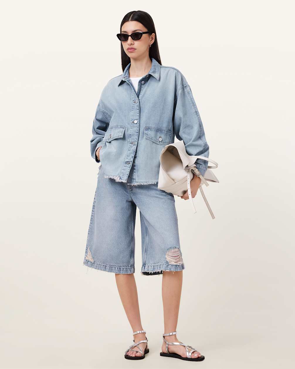 Women's Shacket Style Oversized Denim Shirt