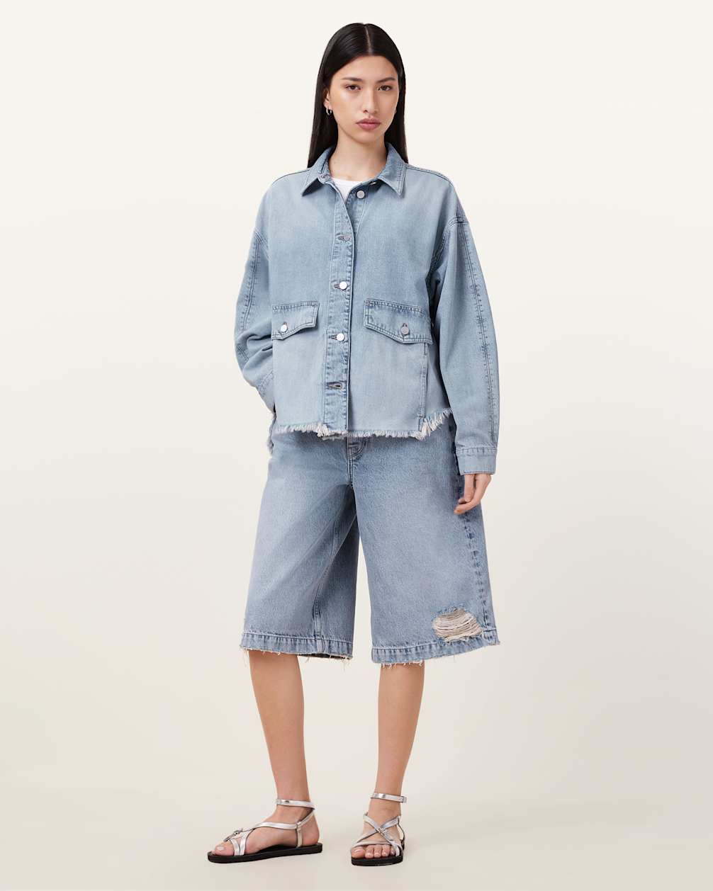Women's Shacket Style Oversized Denim Shirt