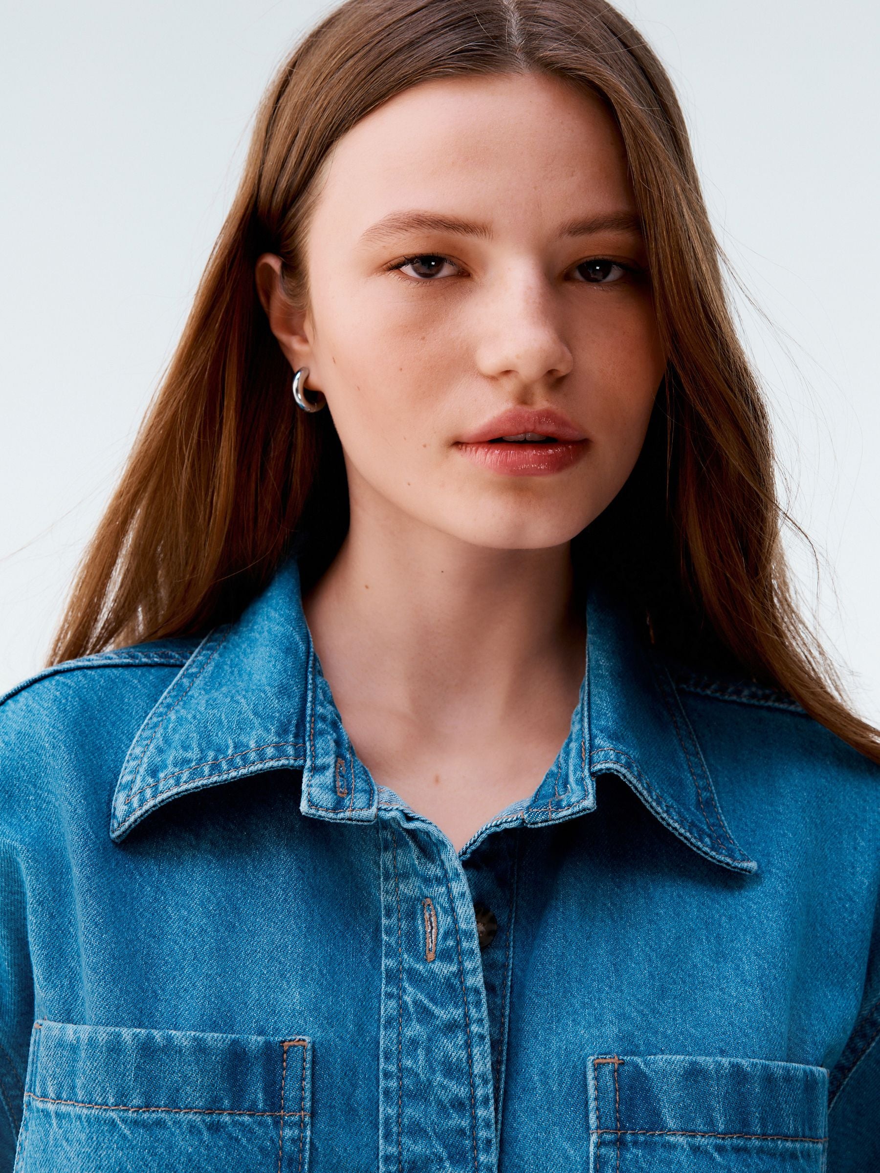 Women's Short Sleeve Cotton Denim Shirt