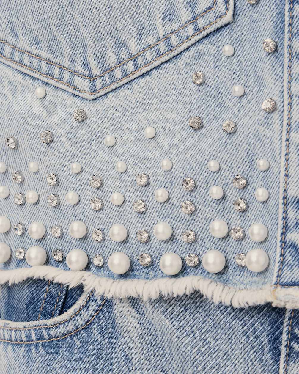 Women's Short Sleeve Cropped Denim Shirt