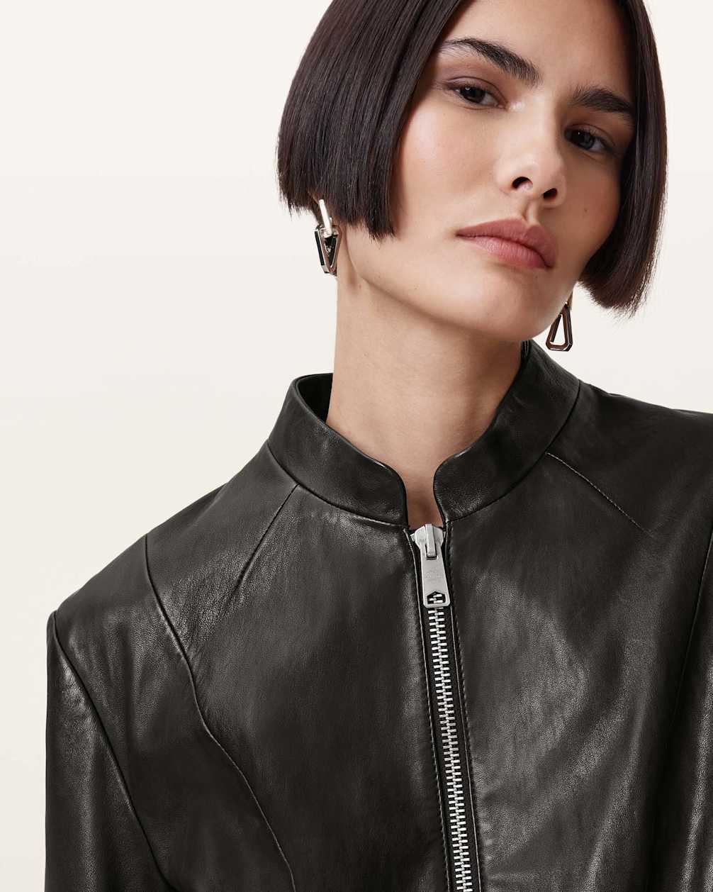 Women's Slim Fit Slit Cuffs Leather Jacket