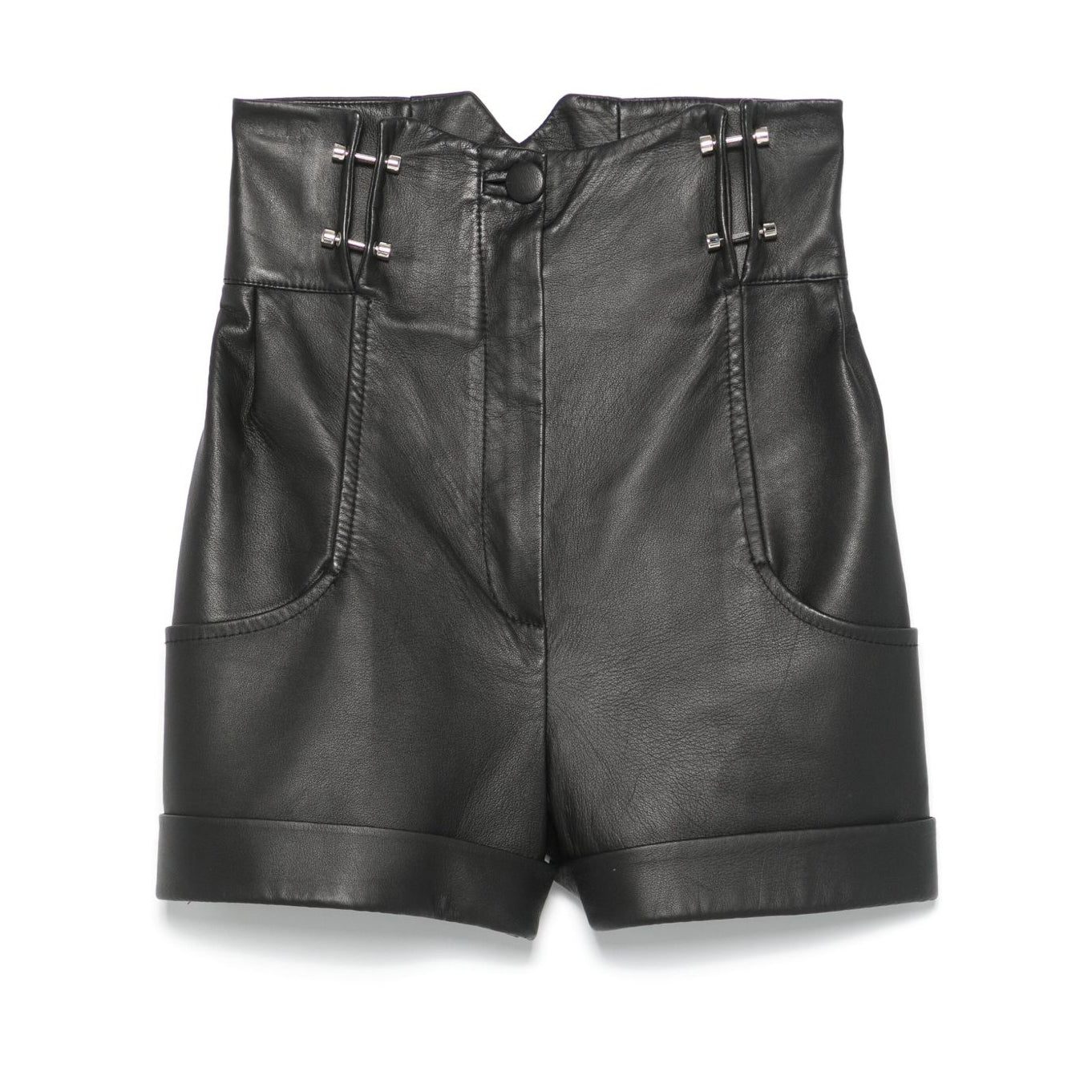 Women's Straight Leg Paneled Leather Shorts