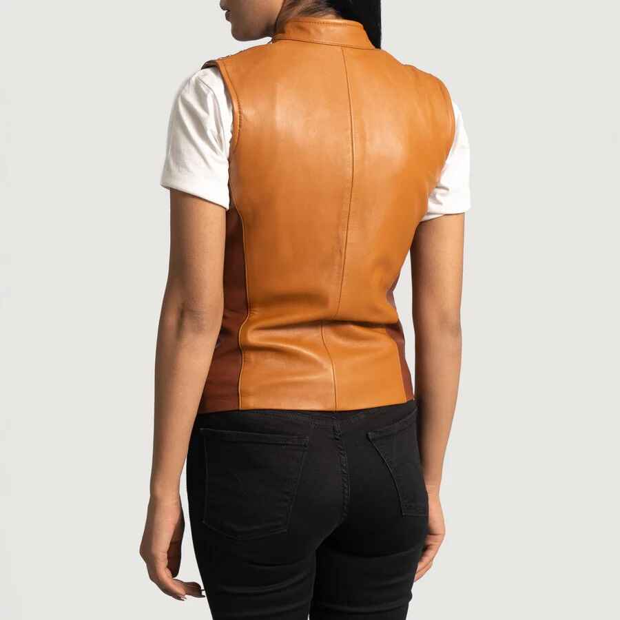 Women's Tan Brown Biker Leather Jacket