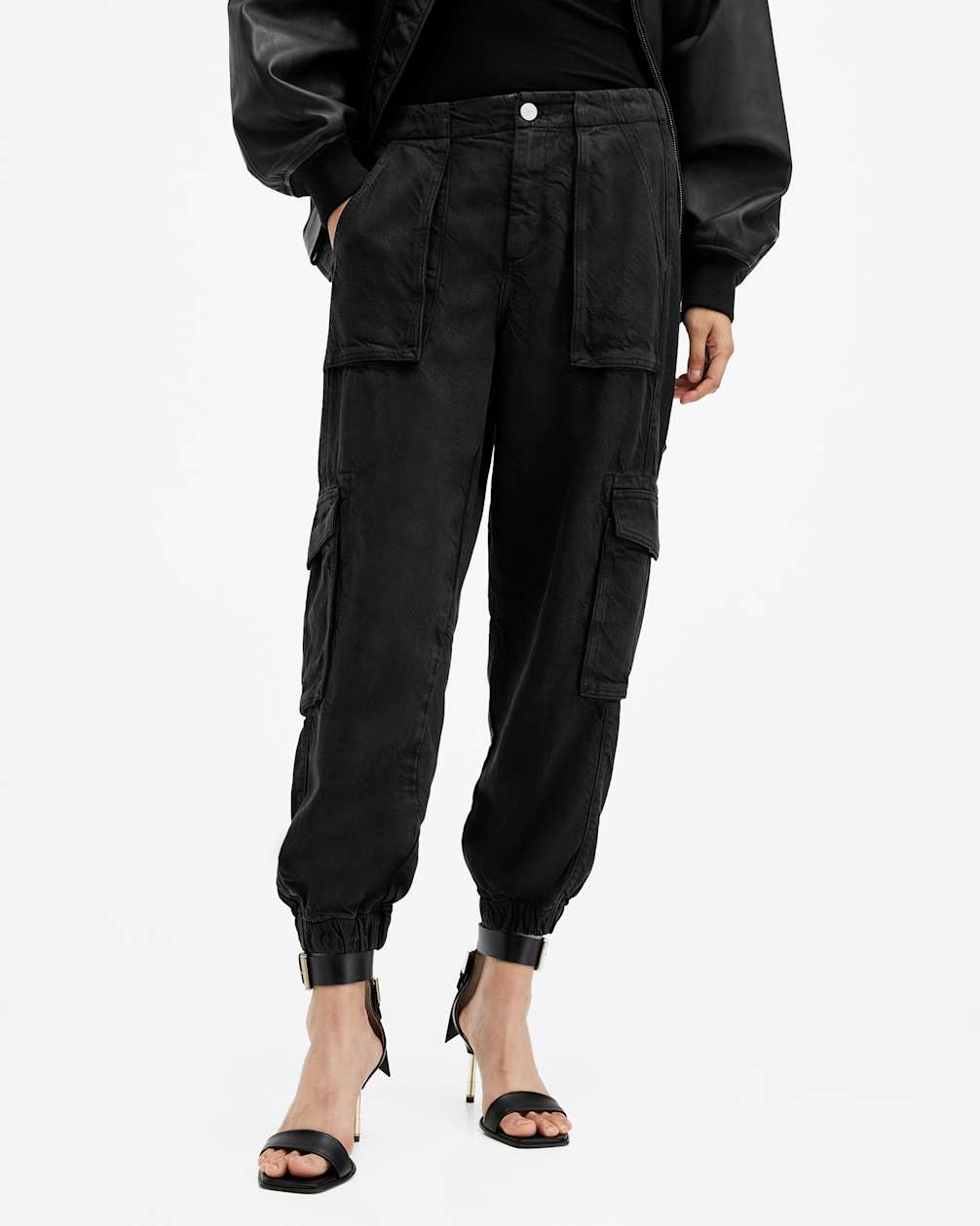 Women's Tapered Slim Leg Denim Cargo Pants