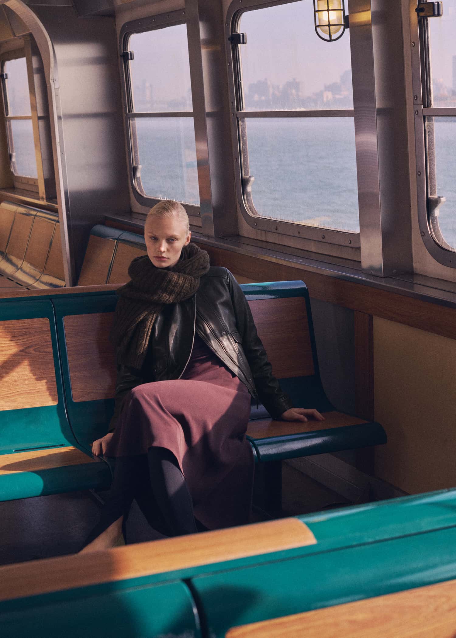 Women's Turtleneck Black Leather Jacket